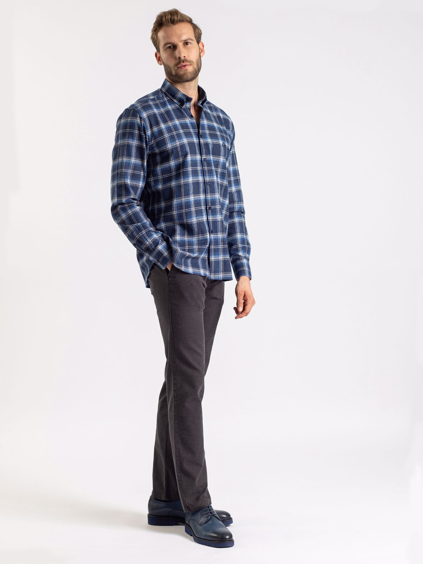 Karaca Erkek Regular Fit Gömlek-İndigo. ürün görseli