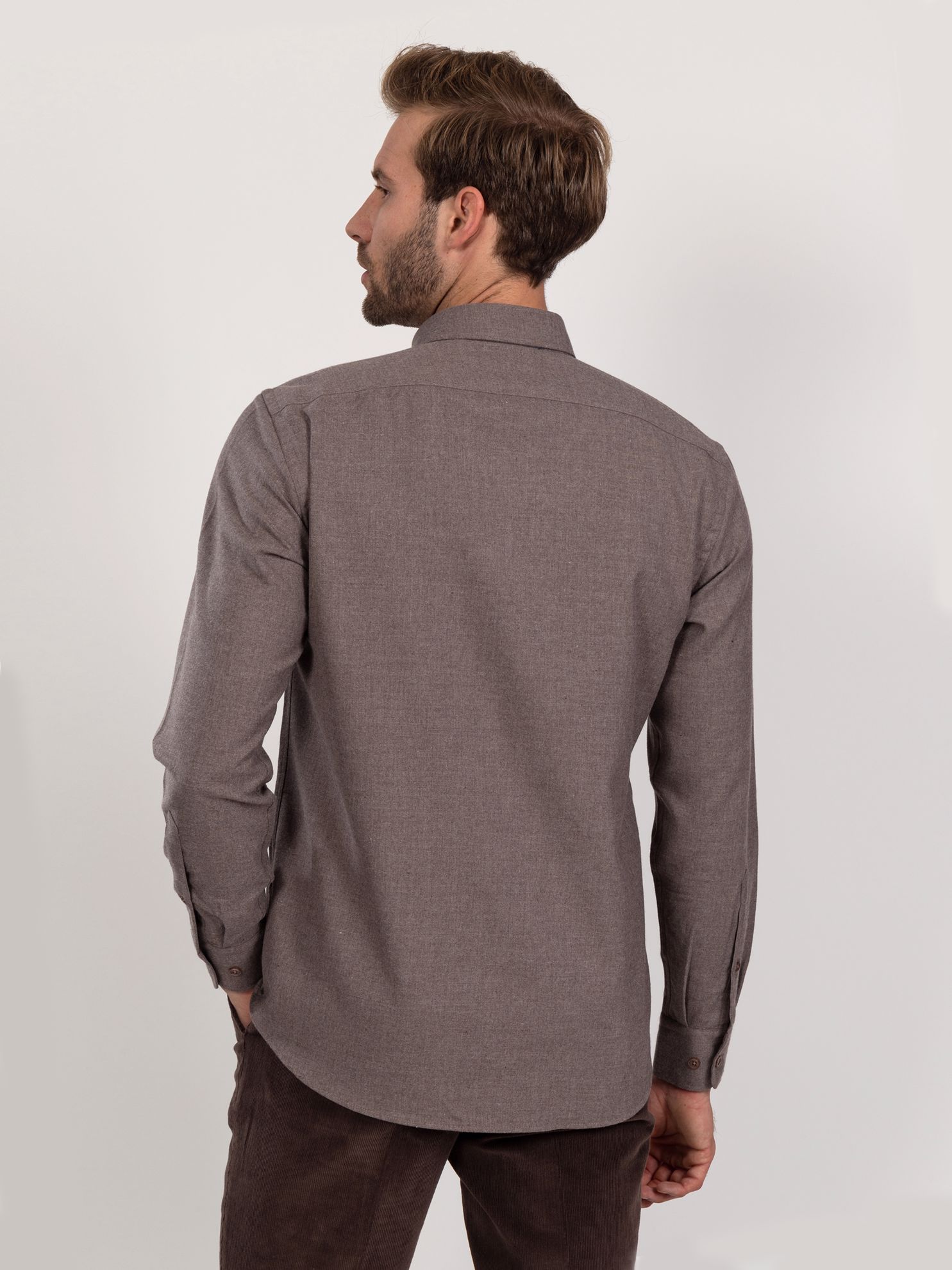 Karaca Erkek Regular Fit Gömlek-Kahverengi. ürün görseli