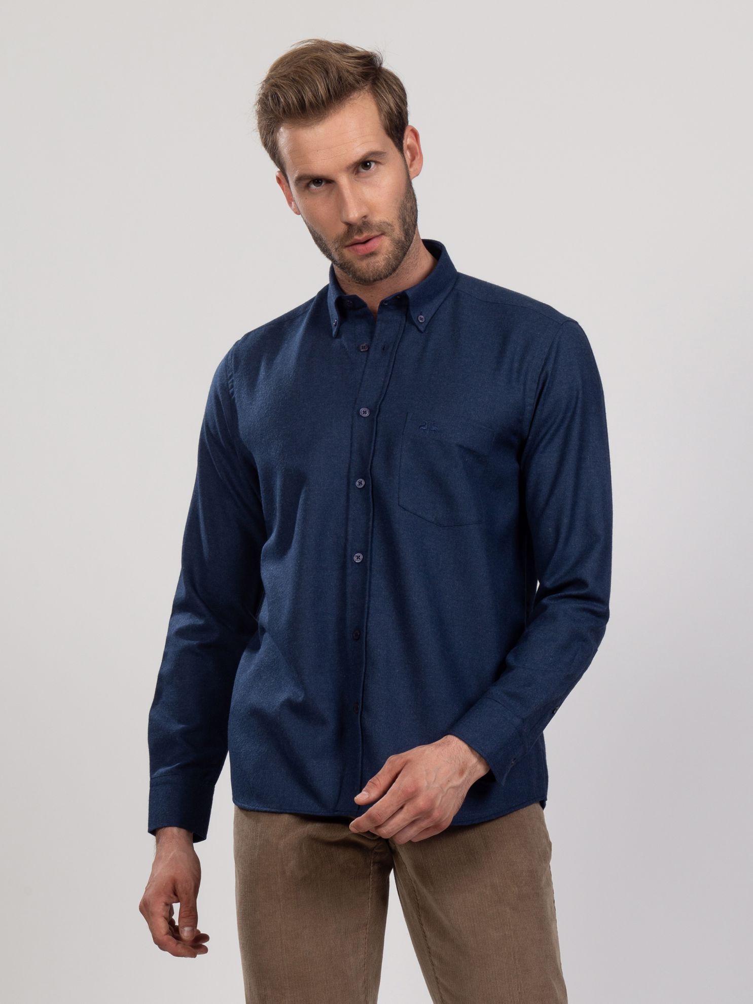 Karaca Erkek Regular Fit Gömlek-İndigo. ürün görseli