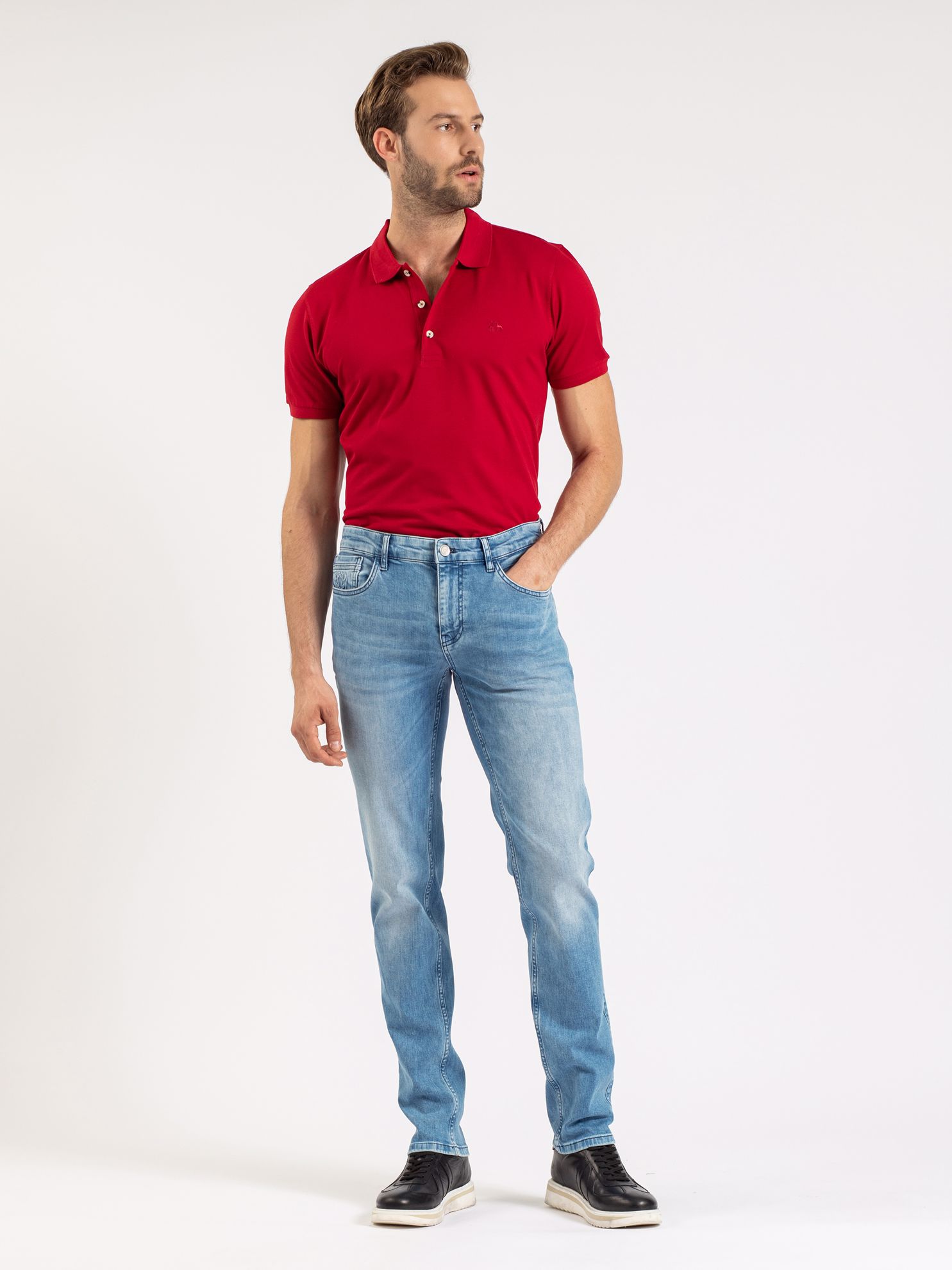 Karaca Erkek Slim Fit Polo Yaka Tişört-Bordo. ürün görseli
