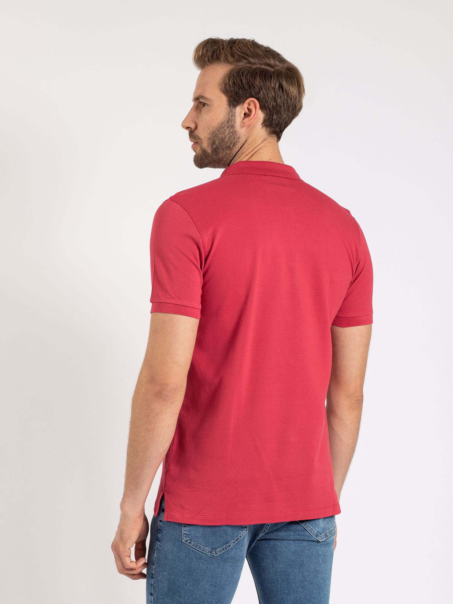 Karaca Erkek Slim Fit Polo Yaka Tişört-Nar Çiçeği. ürün görseli