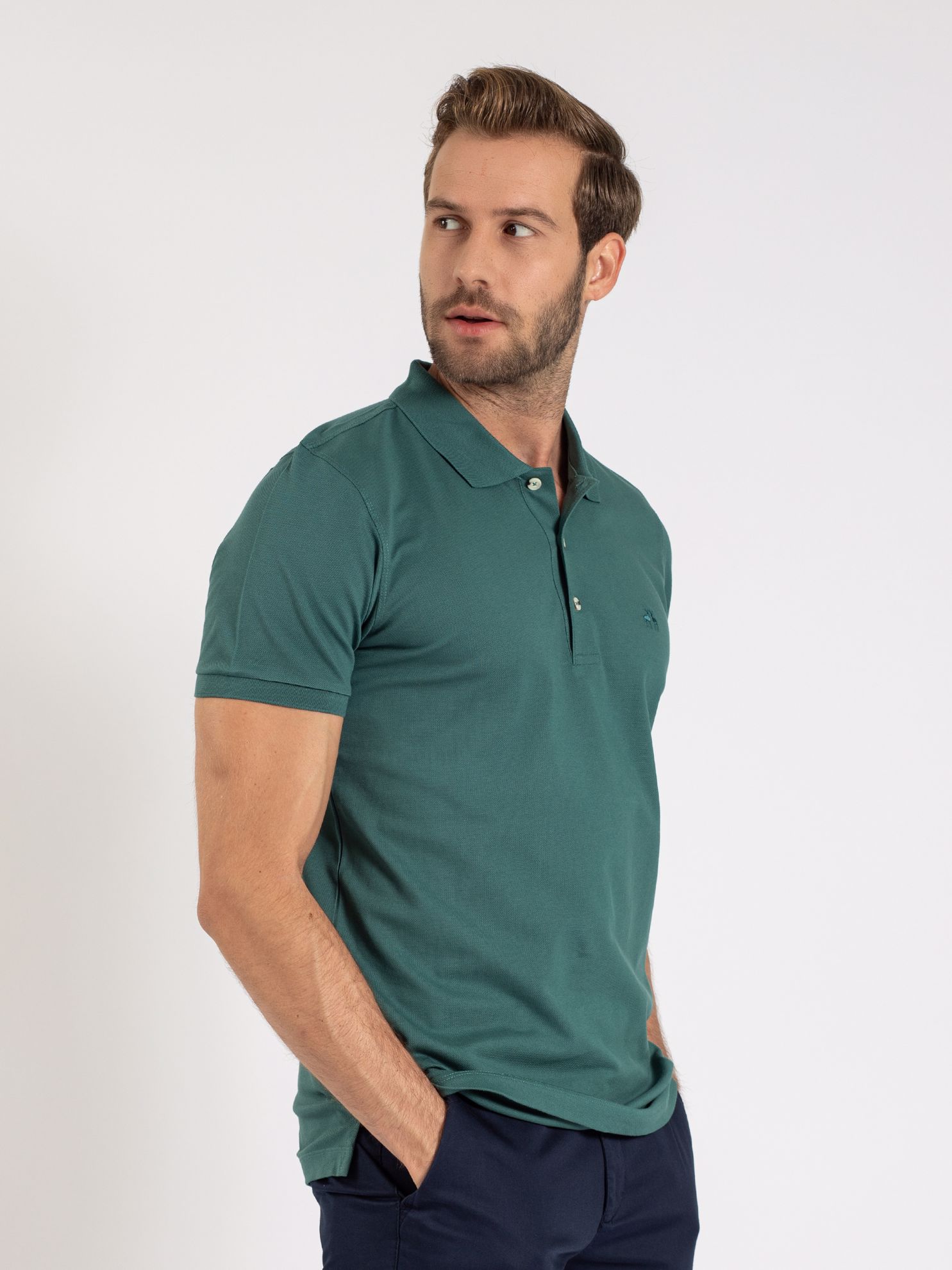 Picture of Karaca Erkek Slim Fit Polo Yaka Tişört-Koyu Yeşil