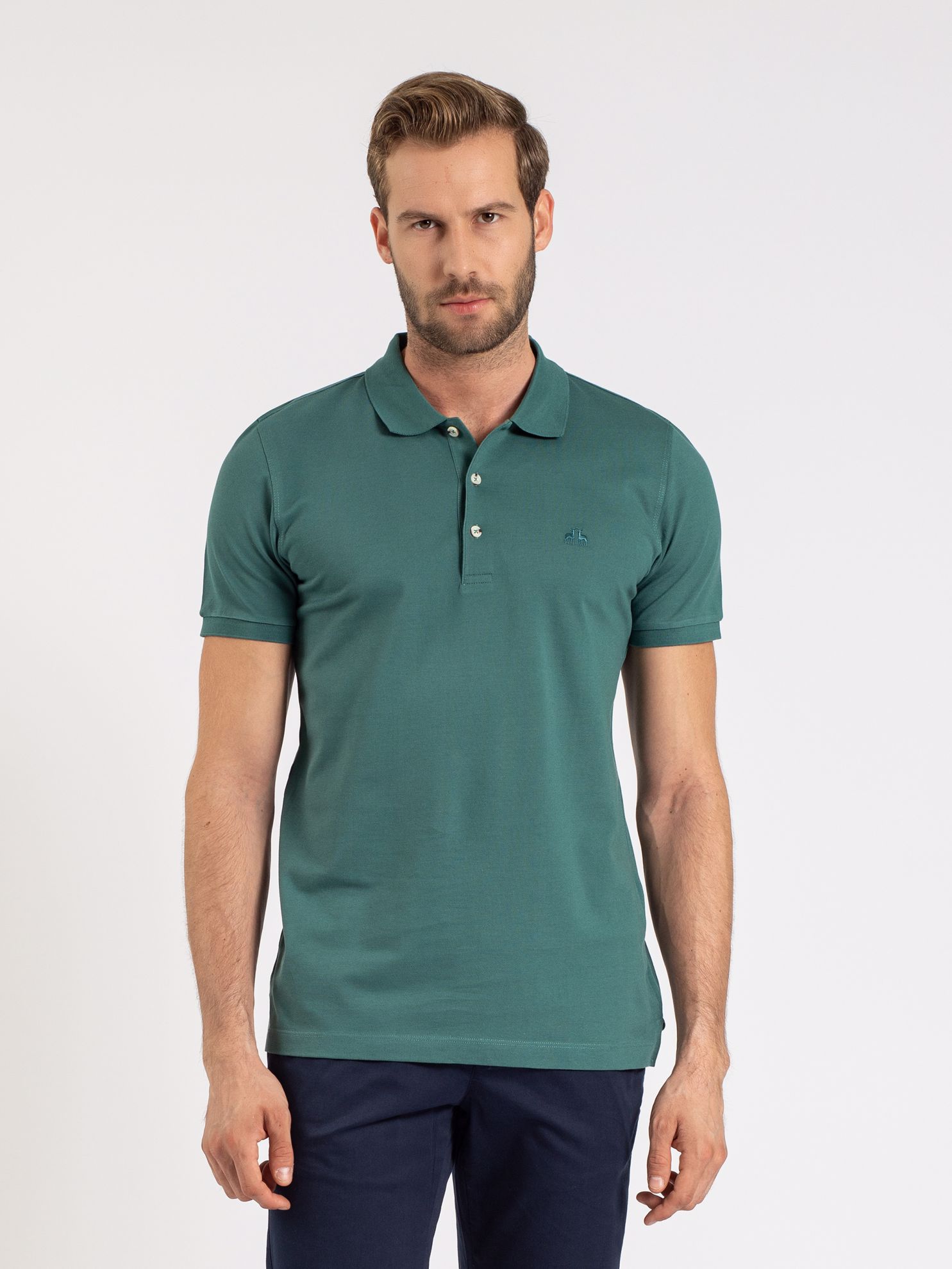 Karaca Erkek Slim Fit Polo Yaka Tişört-Koyu Yeşil. ürün görseli