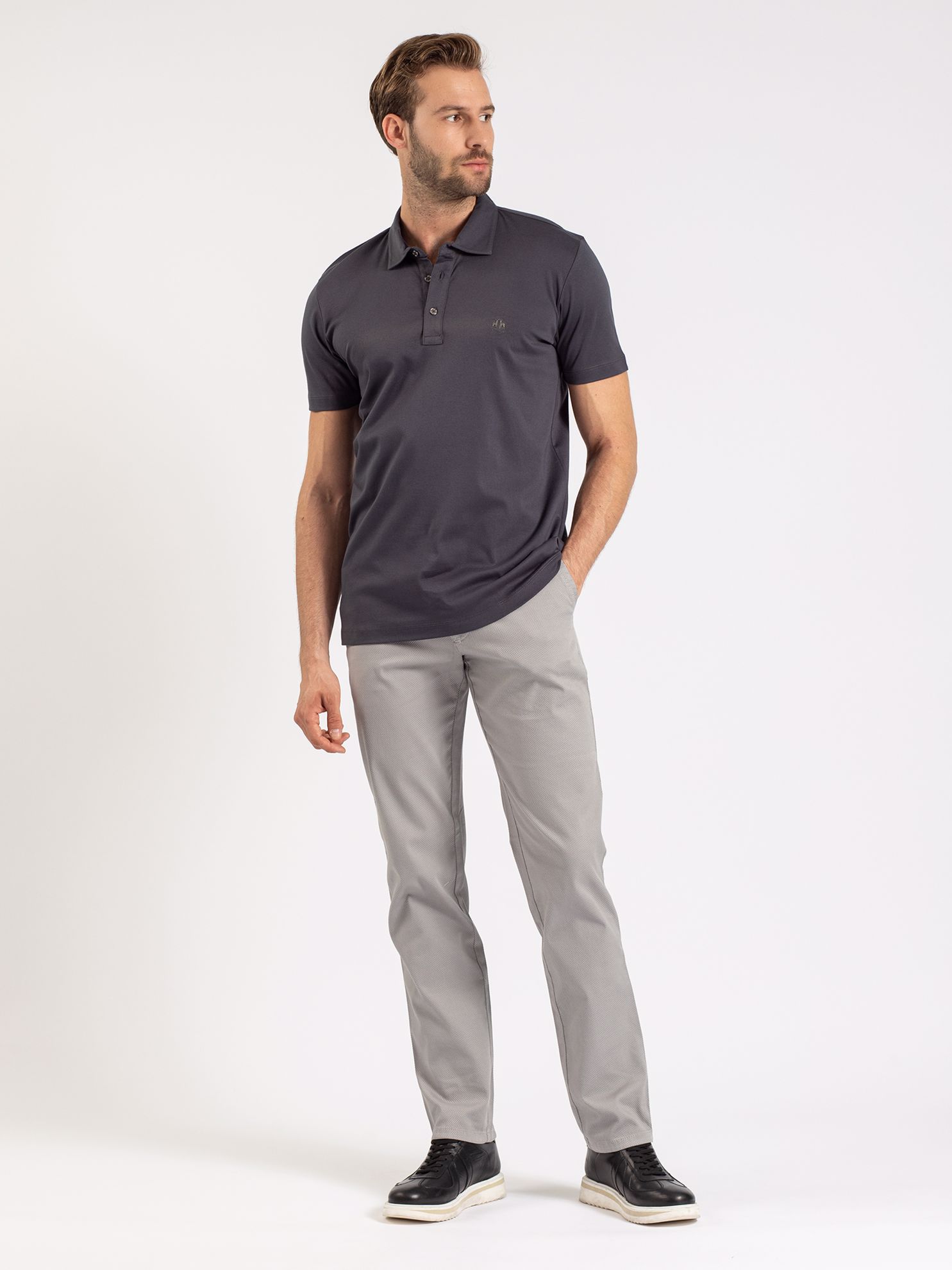 Karaca Erkek Slim Fit Polo Yaka Tişört-Antrasit. ürün görseli