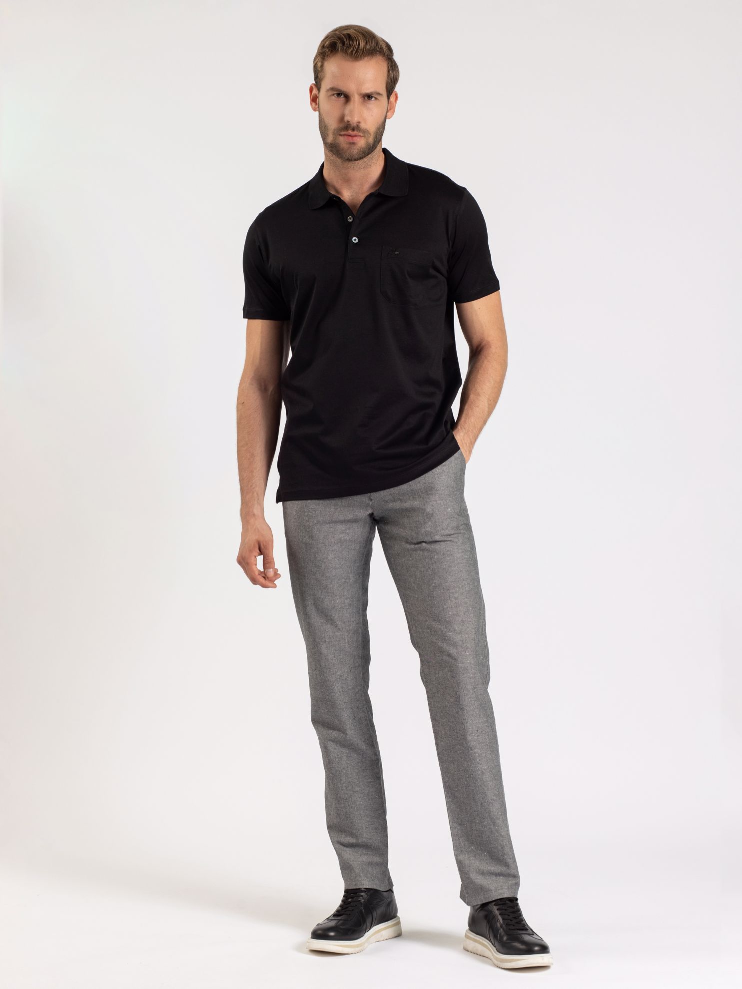 Karaca Erkek Regular Fit Polo Yaka Tişört-Siyah. ürün görseli