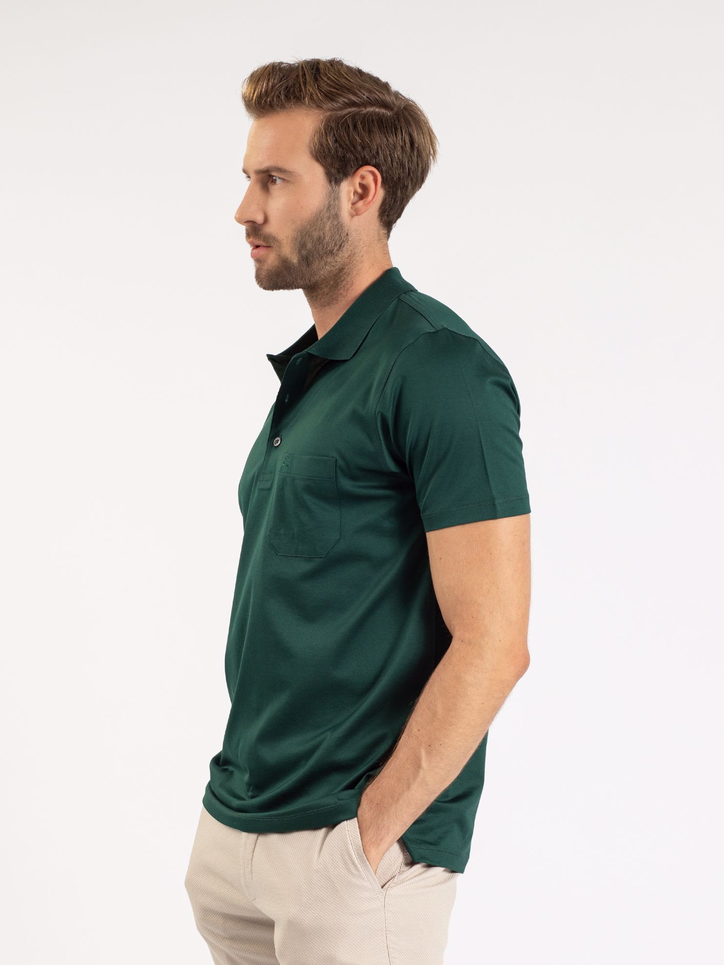 Karaca Erkek Regular Fit Polo Yaka Tişört-Koyu Yeşil. ürün görseli