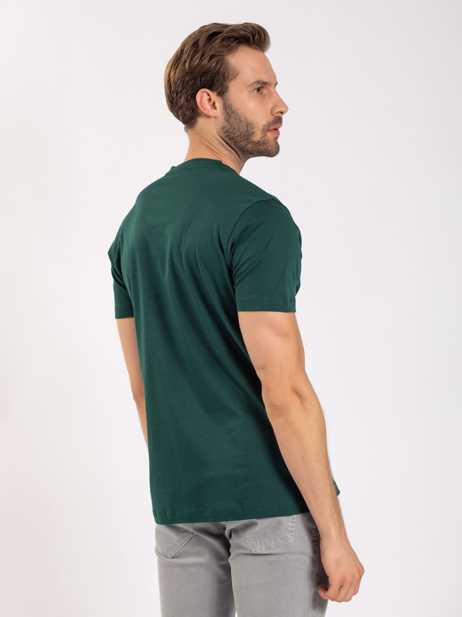 Karaca Erkek Slim Fit Tişört-Koyu Yeşil. ürün görseli