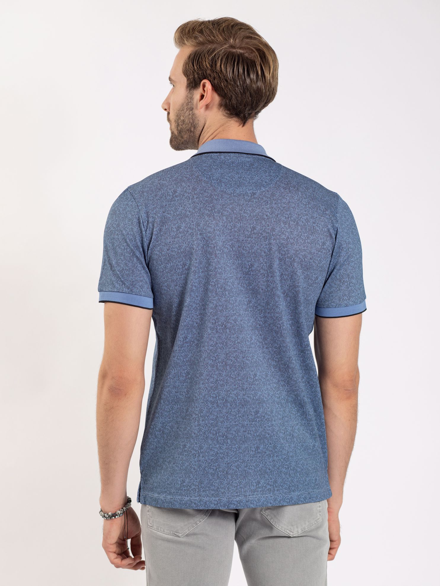 Karaca Erkek Slim Fit Polo Yaka Tişört-Mavi. ürün görseli