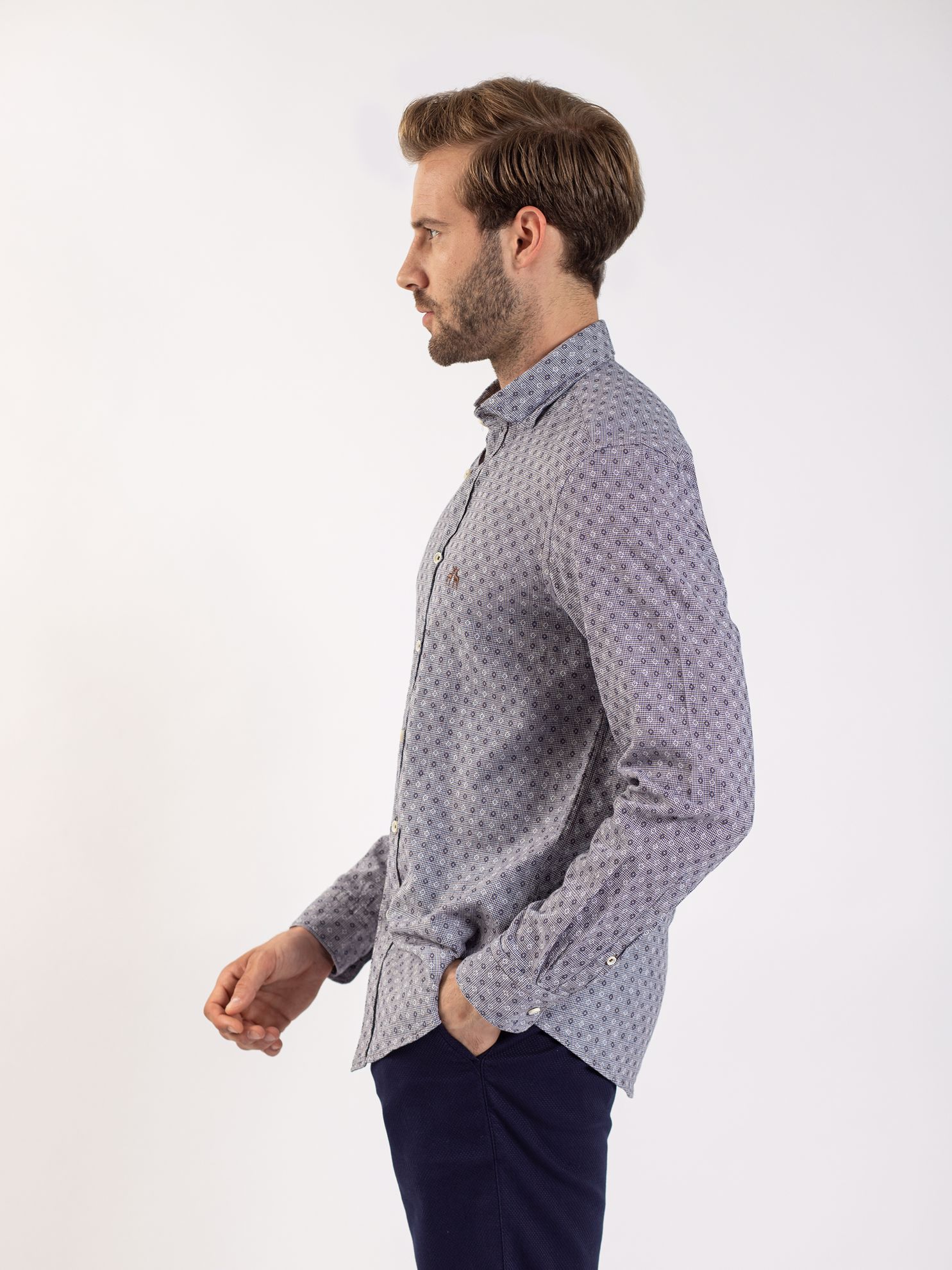 Karaca Erkek Slim Fit Gömlek-Açık Kahverengi. ürün görseli