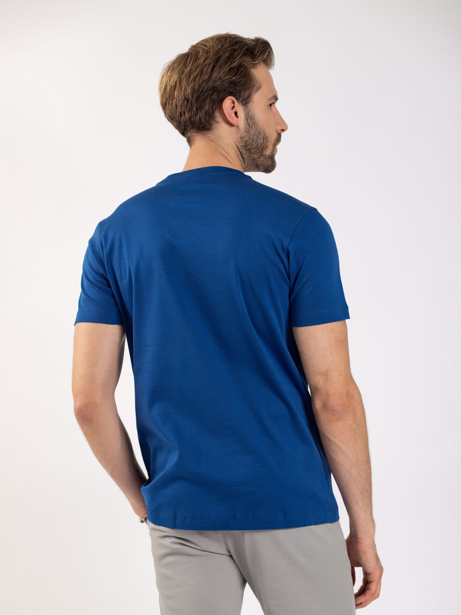 Karaca Erkek Slim Fit Tişört-Havacı Mavi. ürün görseli