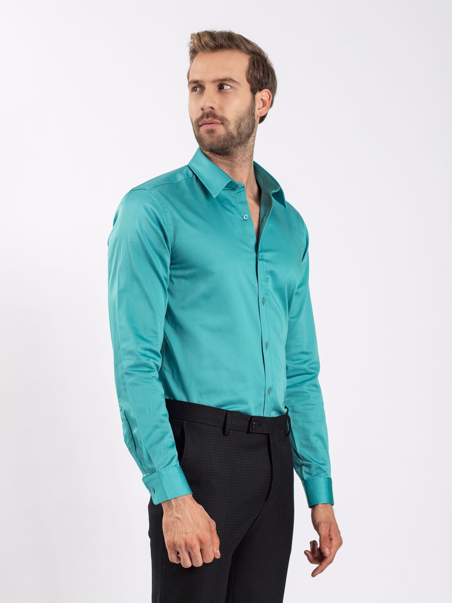 Toss Erkek Extra Slim Fit Gömlek-Yeşil. ürün görseli