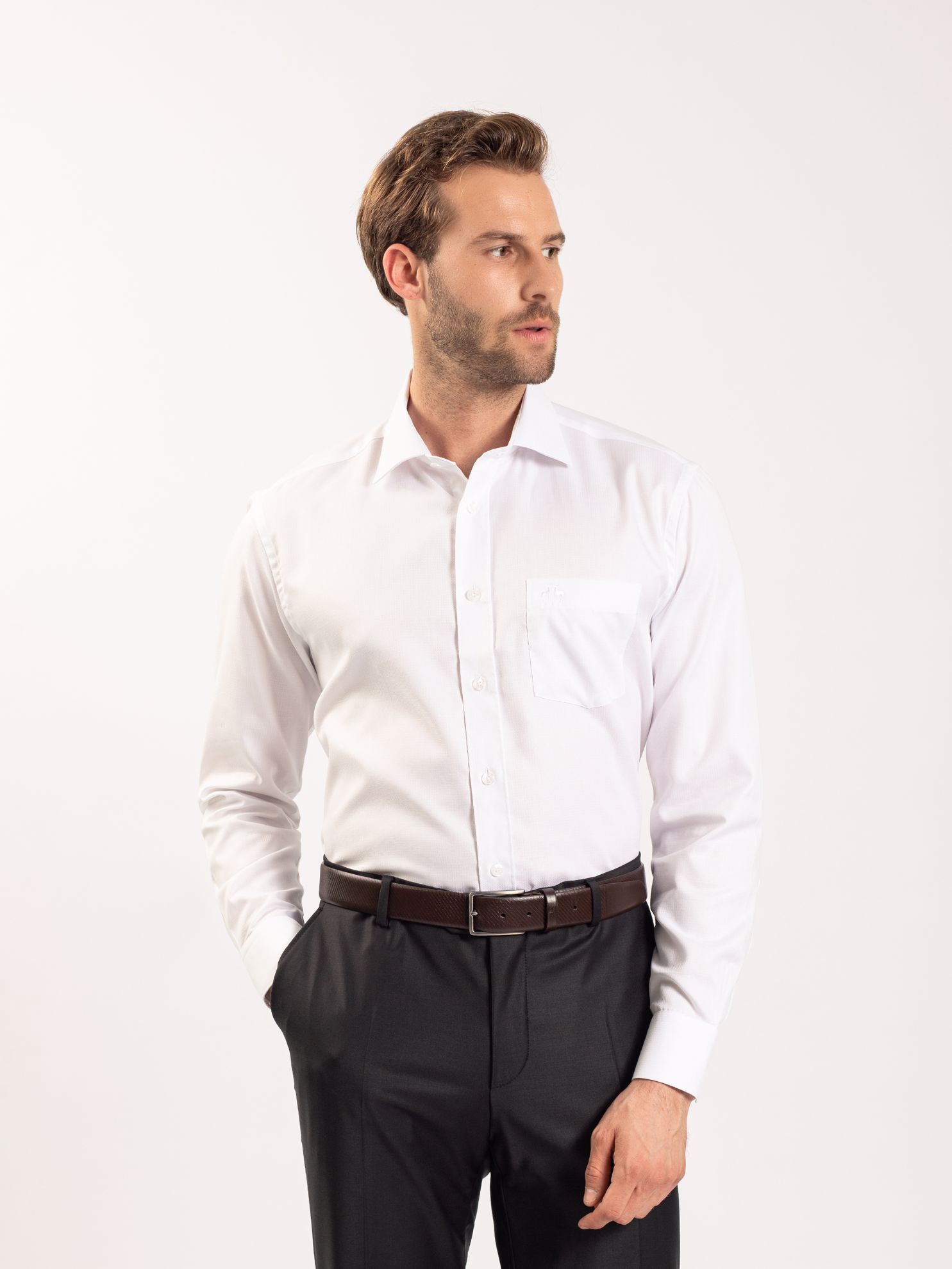 Karaca Erkek Regular Fit Gömlek-Beyaz. ürün görseli
