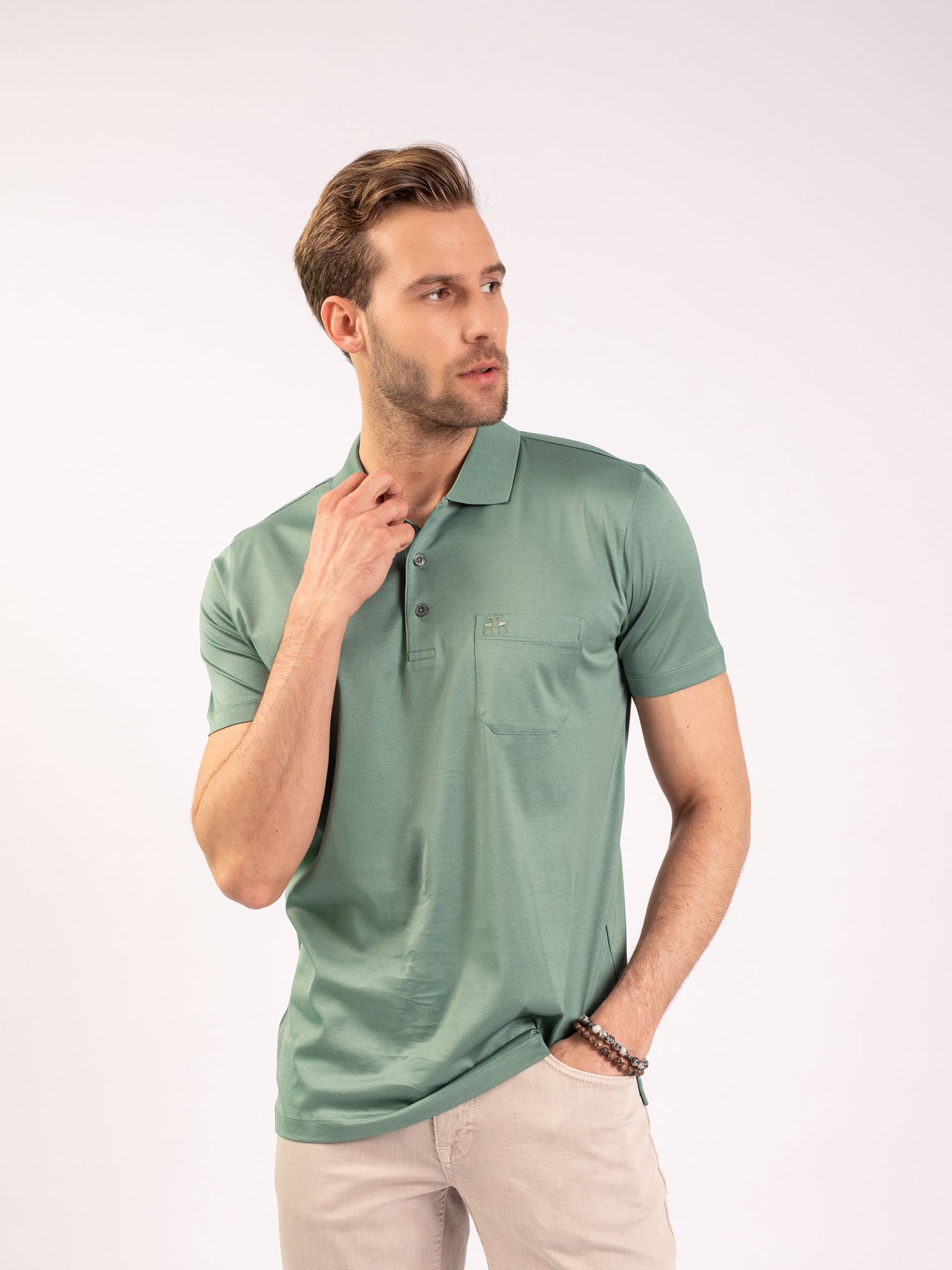 Karaca Erkek Regular Fit Polo Yaka Tişört-Çağla Yeşili. ürün görseli