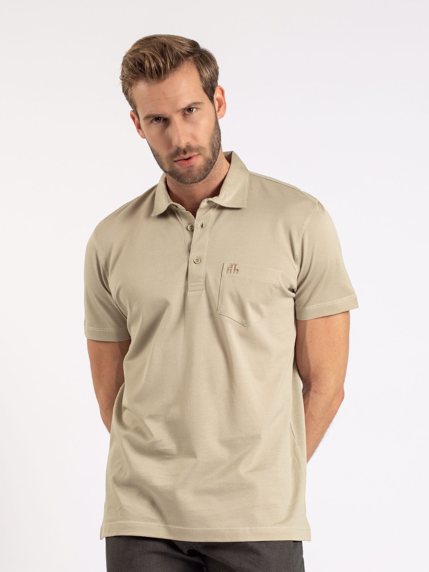 Karaca Erkek Regular Fit Polo Yaka Tişört-Taş. ürün görseli