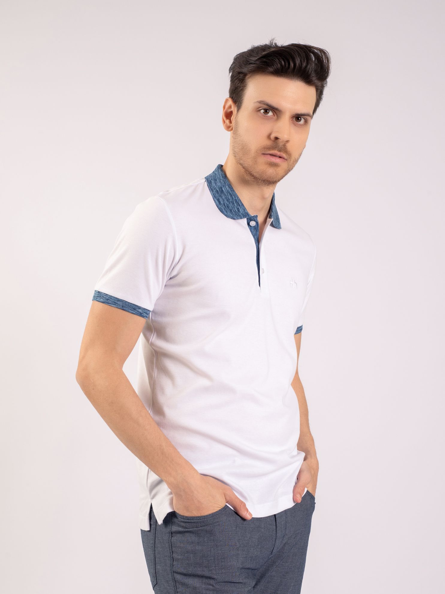 Picture of Karaca Erkek Slim Fit Polo Yaka Tişört-Beyaz