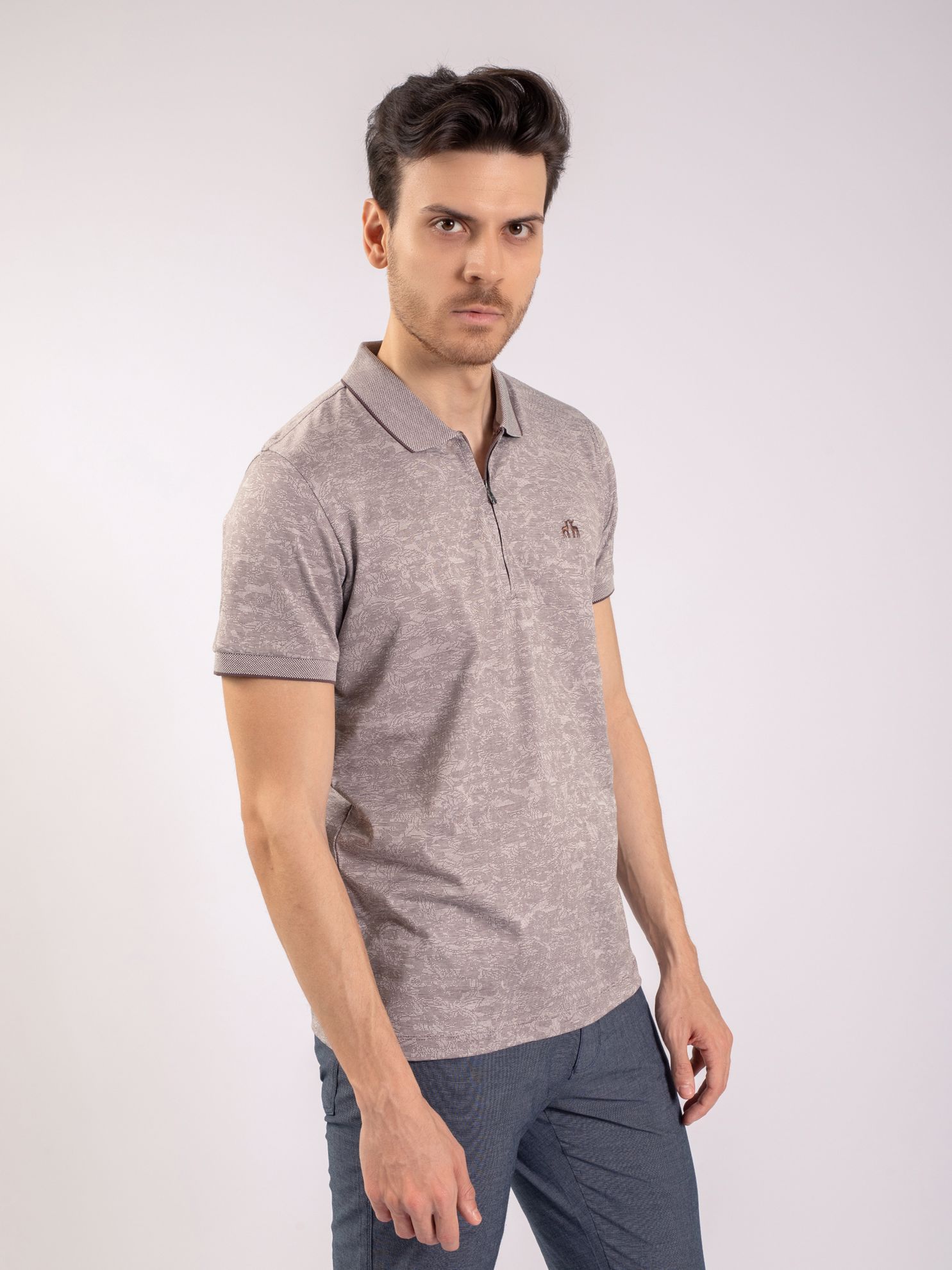 Karaca Erkek Slim Fit Polo Yaka Tişört-Gül Kurusu. ürün görseli