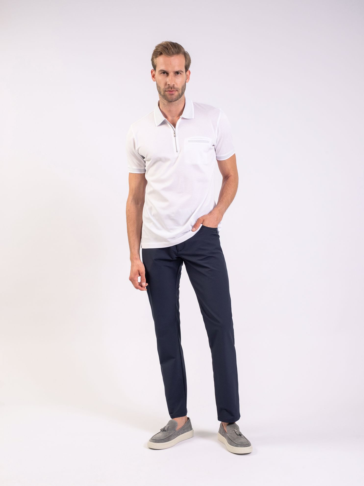 Karaca Erkek Slim Fit Polo Yaka Tişört-Beyaz. ürün görseli