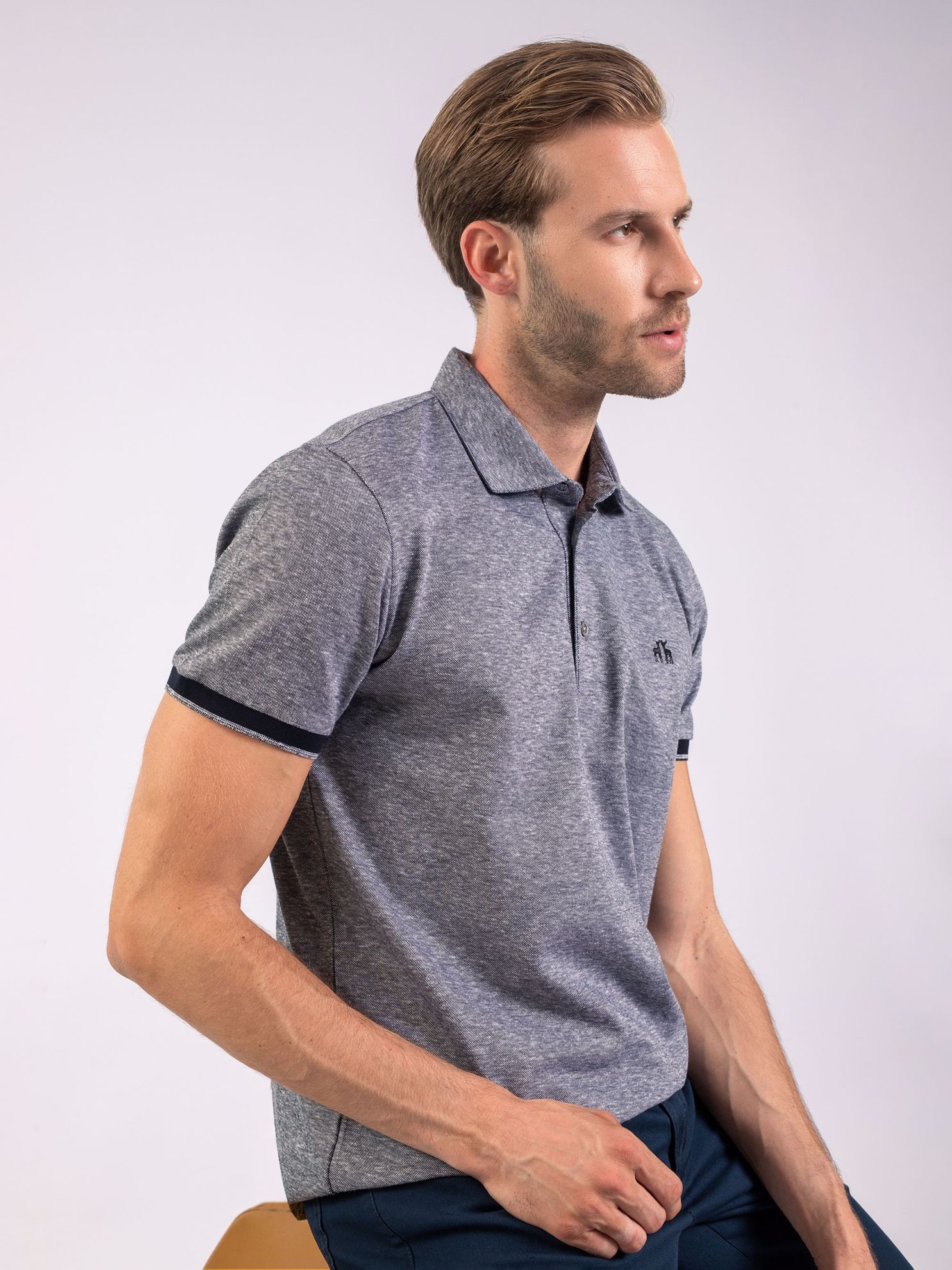 Karaca Erkek Slim Fit Polo Yaka Tişört-Gri. ürün görseli