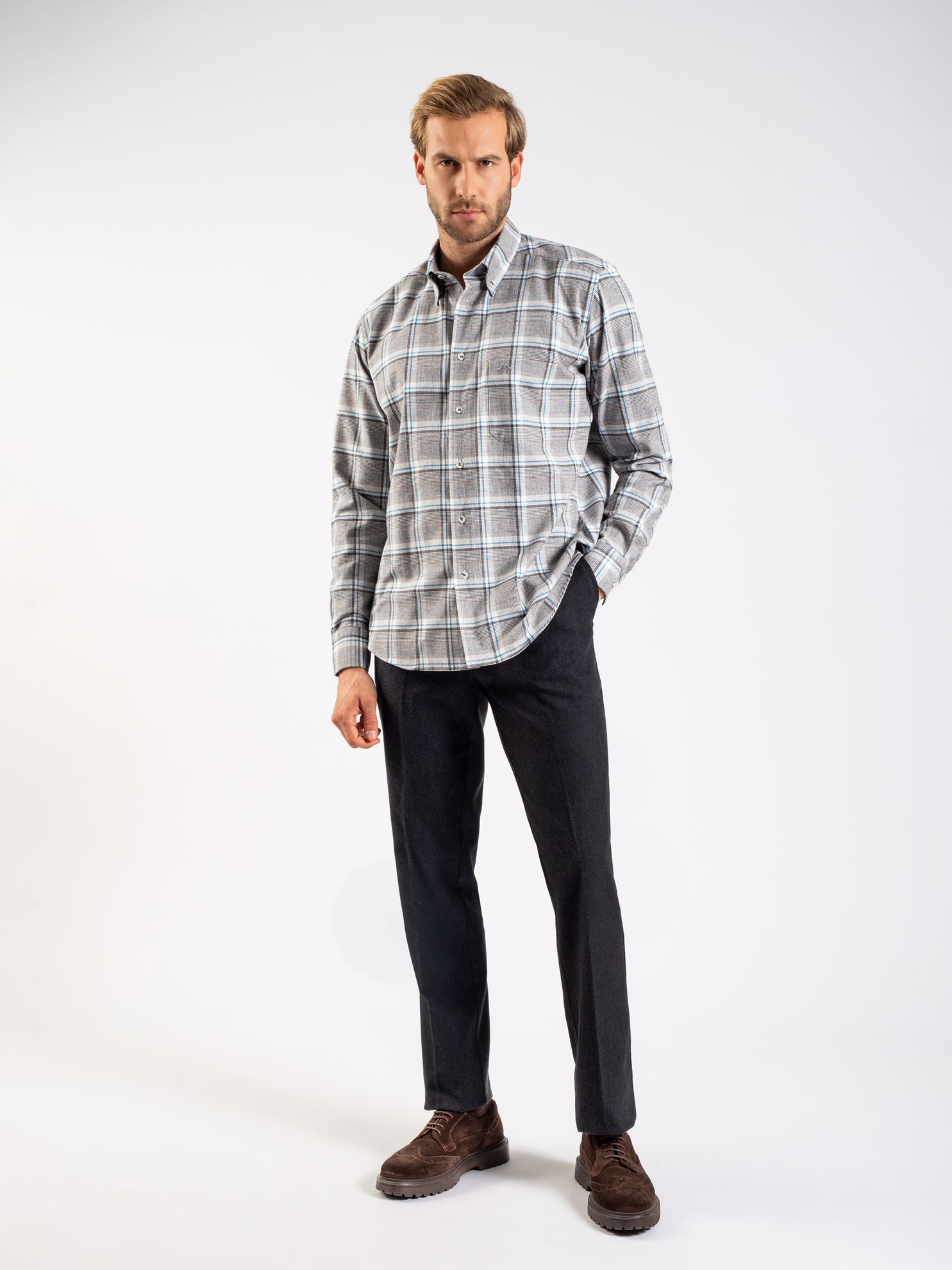 Karaca Erkek Regular Fit Gömlek-Gri. ürün görseli