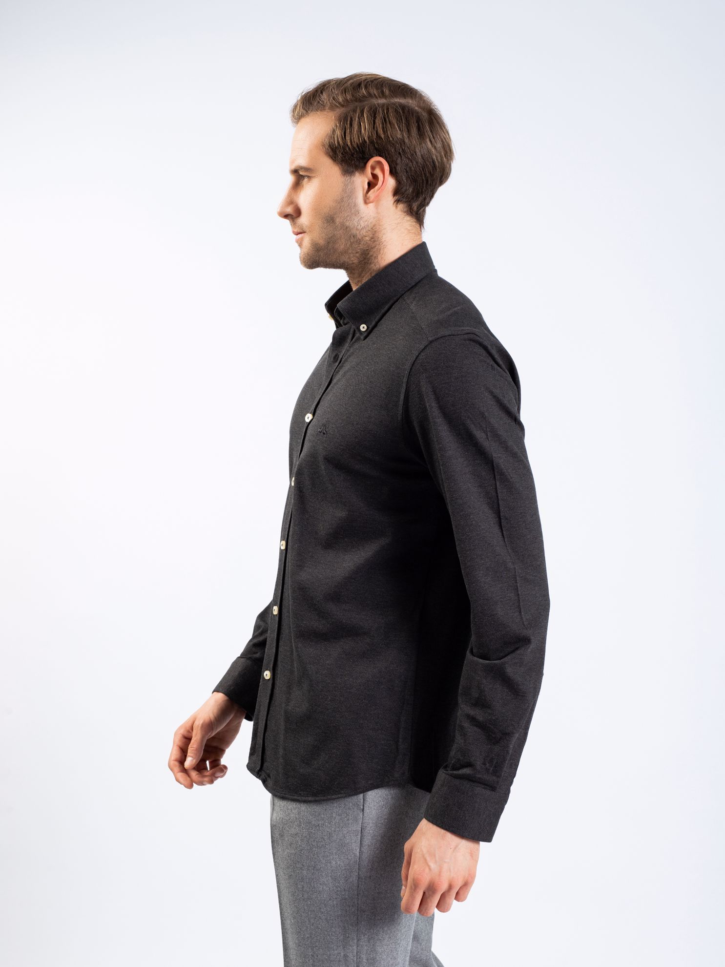Karaca Erkek Slim Fit Gömlek-Siyah. ürün görseli