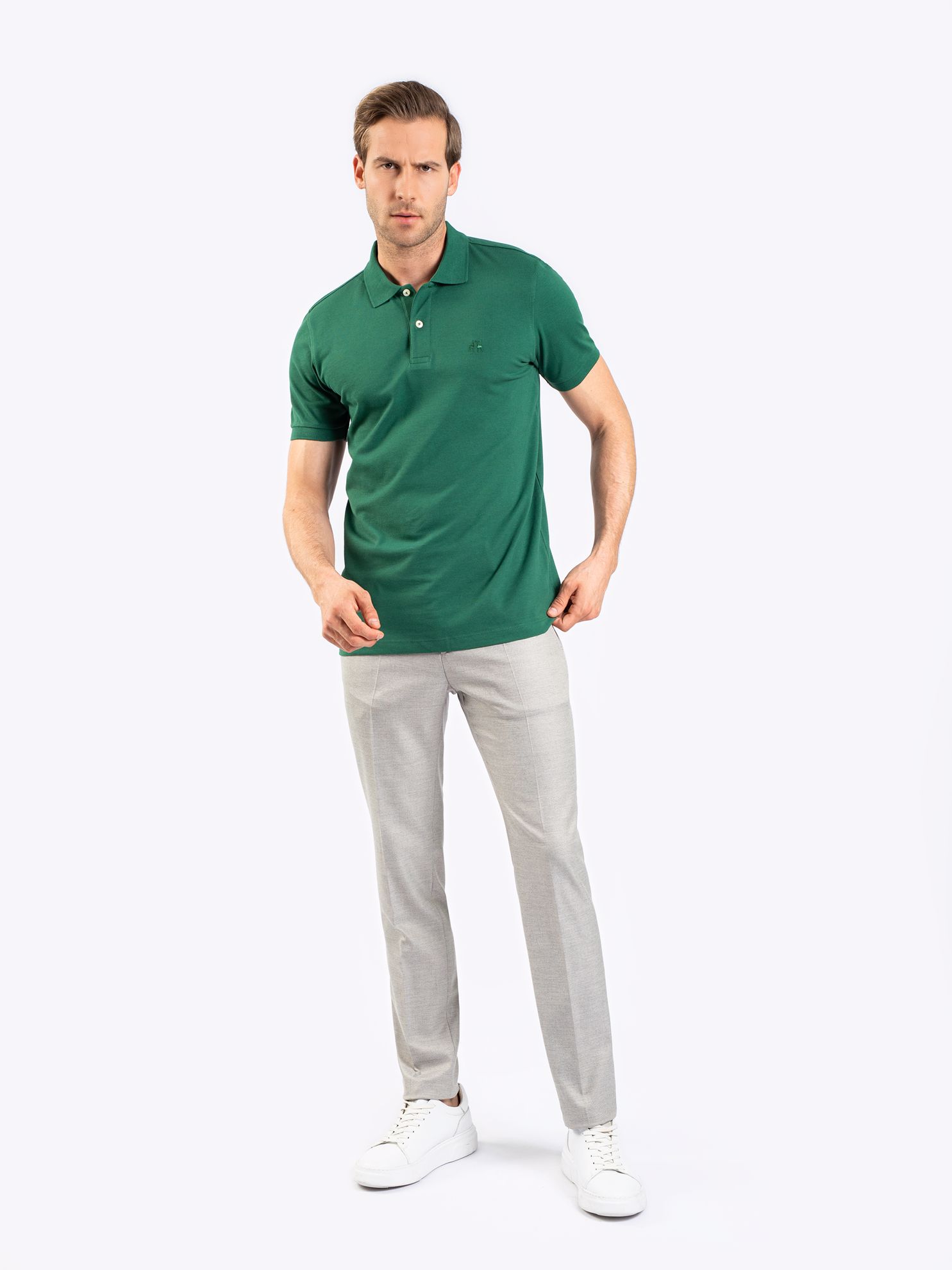 Karaca Erkek Slim Fit Polo Yaka Tişört-Çimen Yeşili. ürün görseli