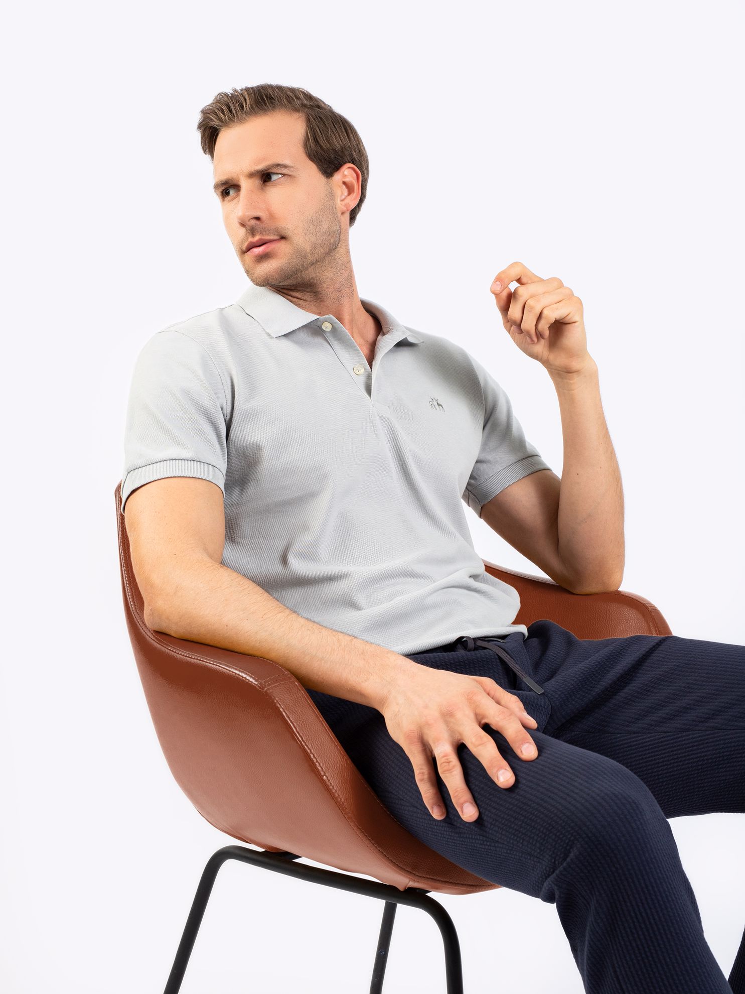 Picture of Karaca Erkek Slim Fit Polo Yaka Tişört-Açık Gri