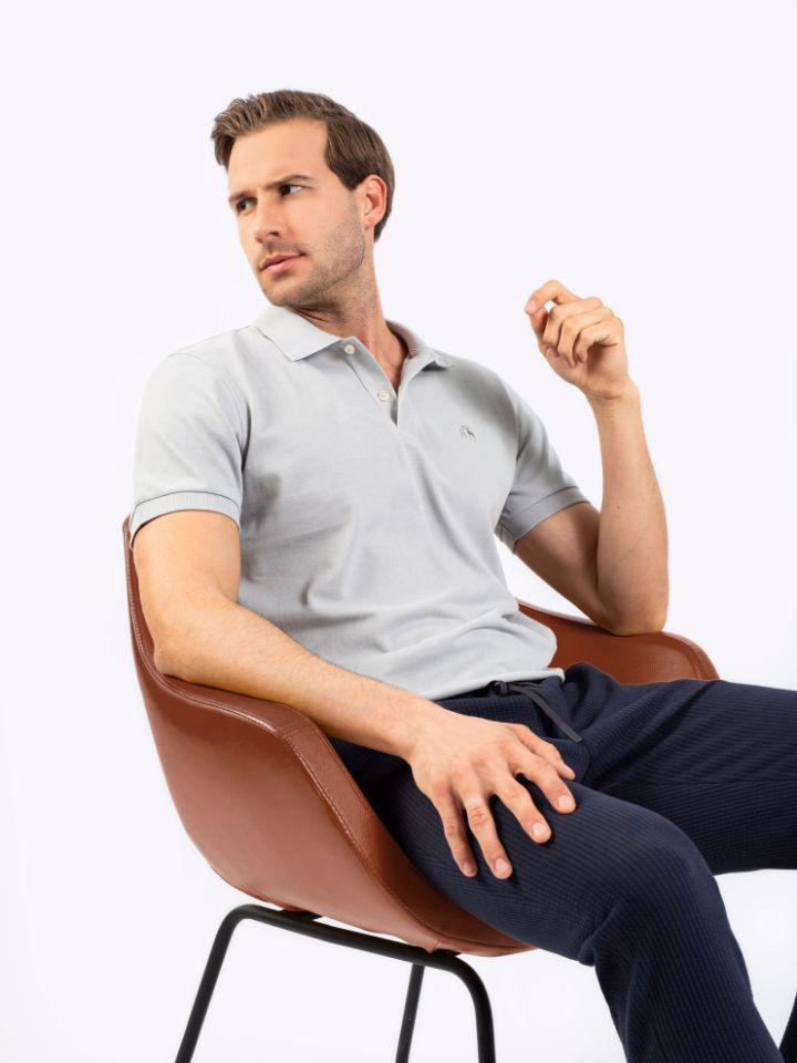 Resim Karaca Erkek Slim Fit Polo Yaka Tişört-Açık Gri