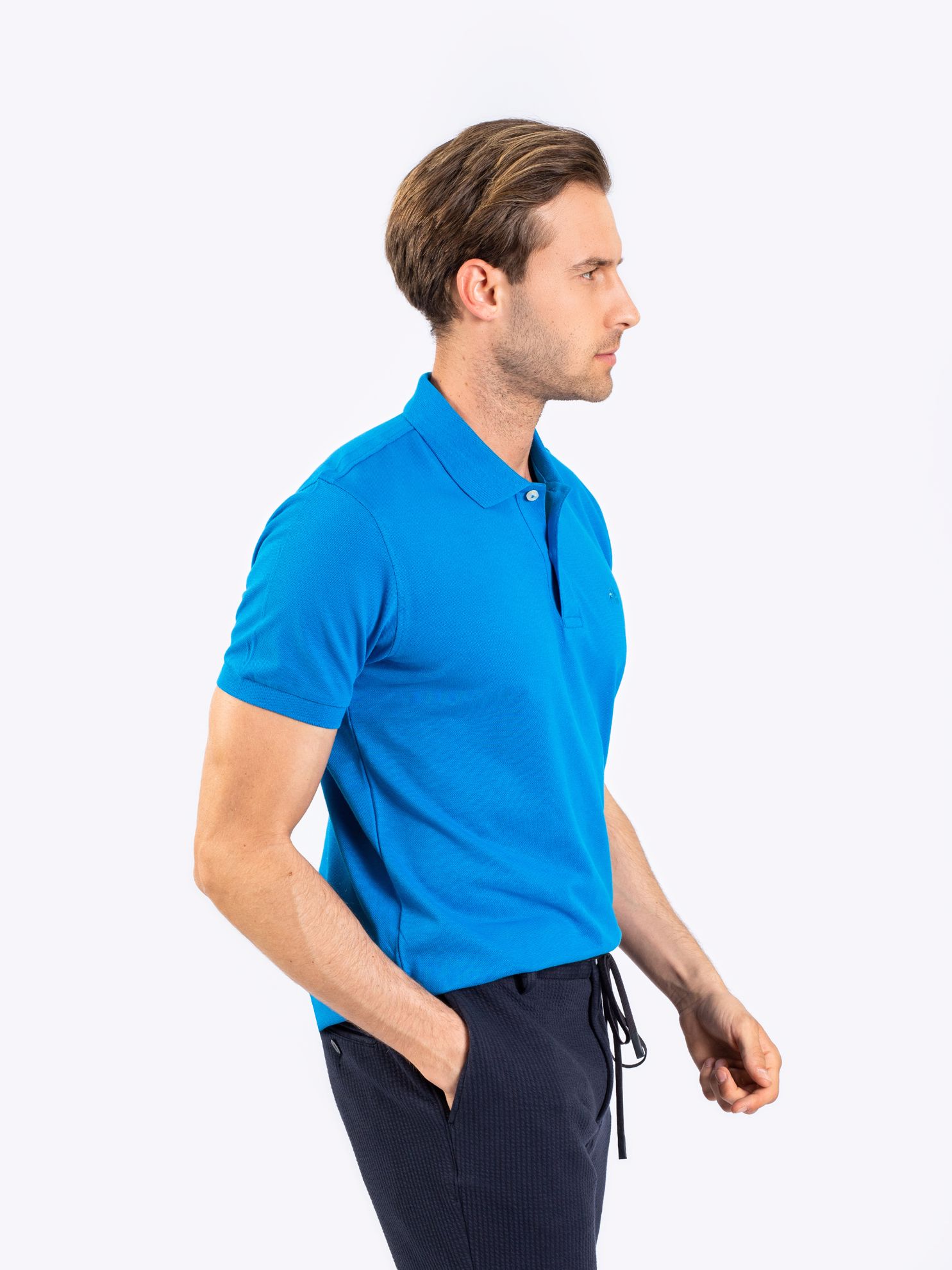 Karaca Erkek Slim Fit Polo Yaka Tişört-Koyu Mavi. ürün görseli