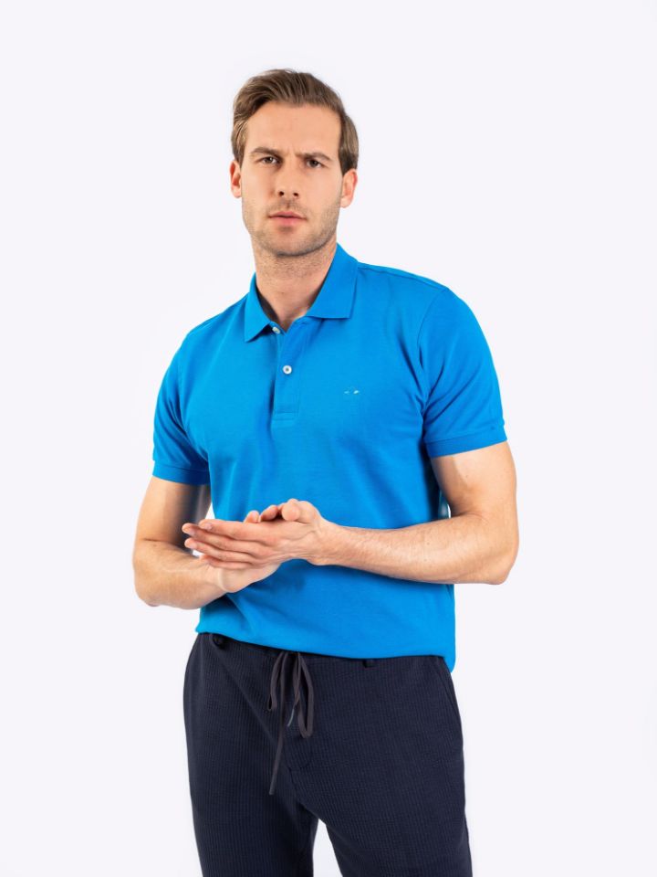 Resim Karaca Erkek Slim Fit Polo Yaka Tişört-Koyu Mavi