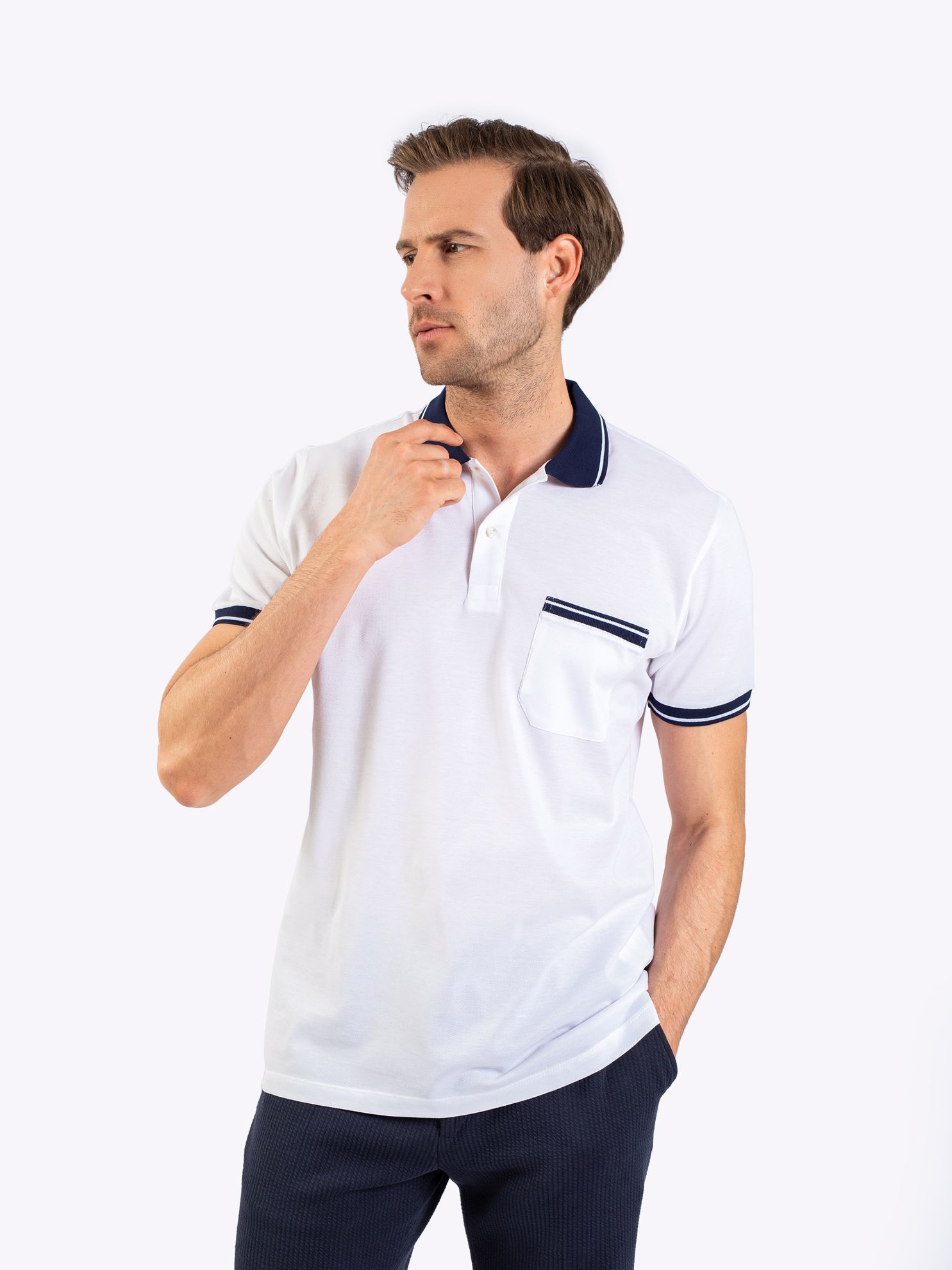 Karaca Erkek Regular Fit Polo Yaka Tişört-Beyaz. ürün görseli