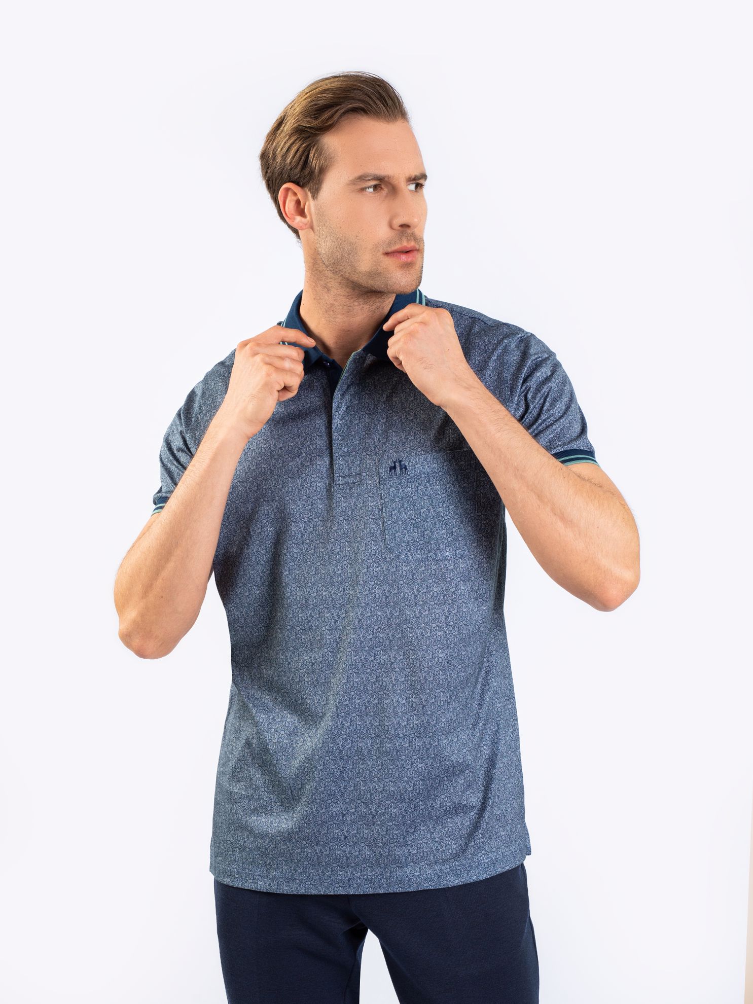 Karaca Erkek Regular Fit Polo Yaka Tişört-İndigo. ürün görseli