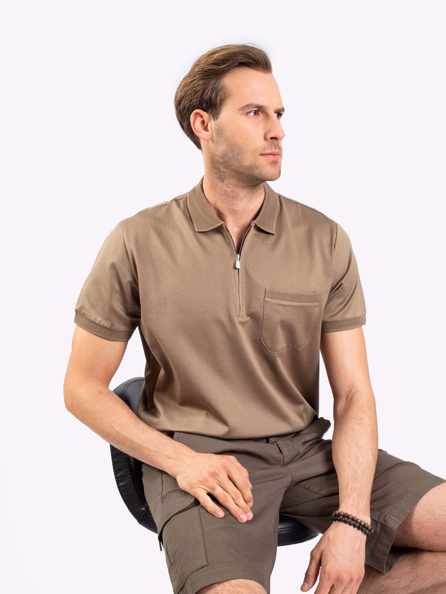 Karaca Erkek Regular Fit Polo Yaka Tişört-Bej. ürün görseli