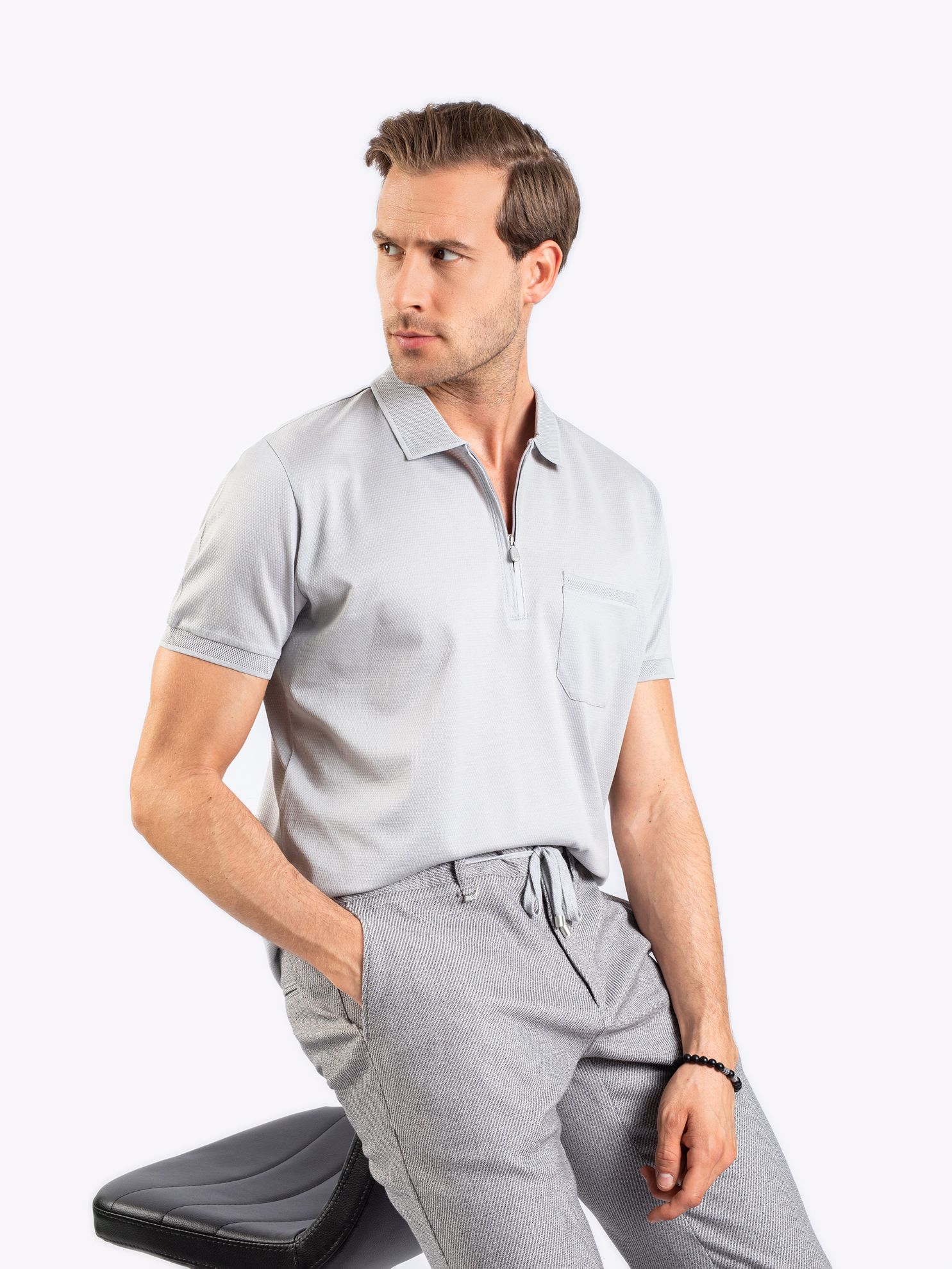 Karaca Erkek Regular Fit Polo Yaka Tişört-Gri. ürün görseli