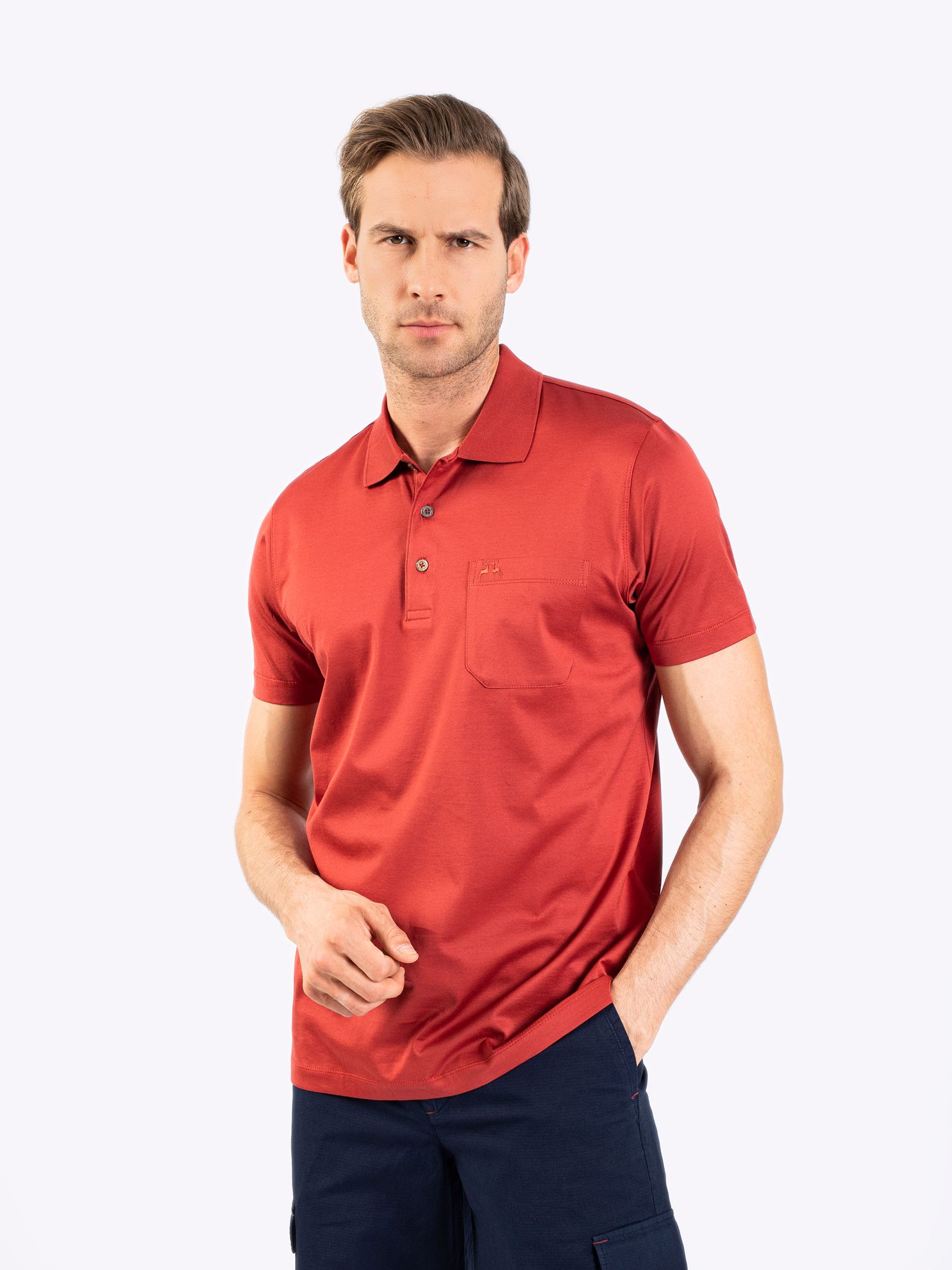 Karaca Erkek Regular Fit Polo Yaka Tişört-Koyu Kiremit. ürün görseli