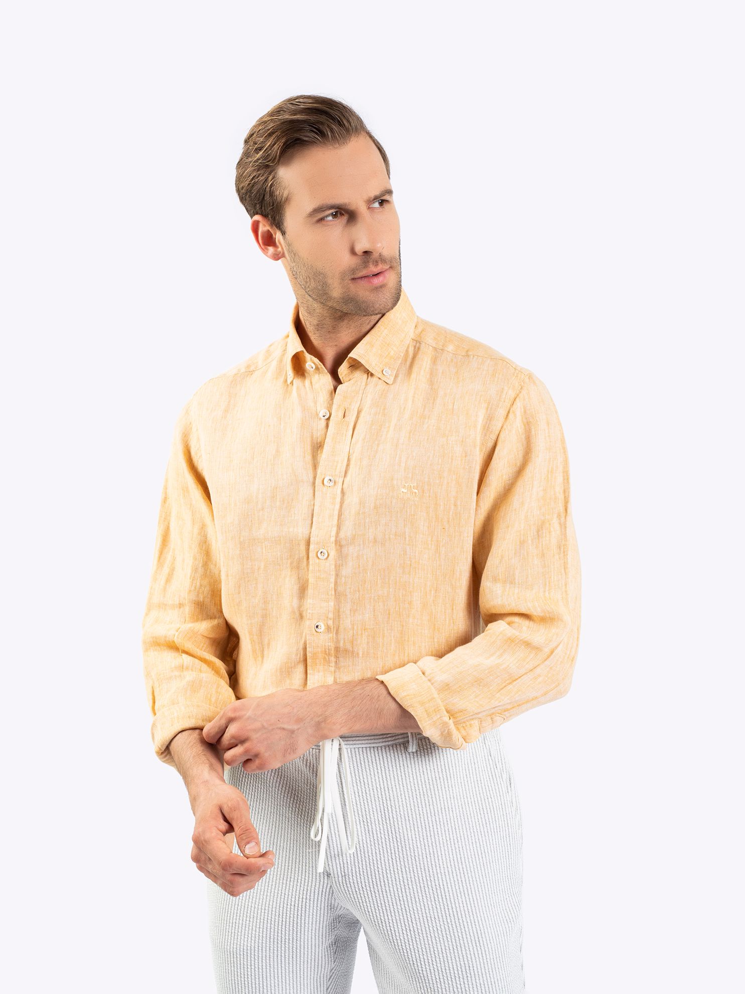 Karaca Erkek Slim Fit Gömlek-Hardal. ürün görseli
