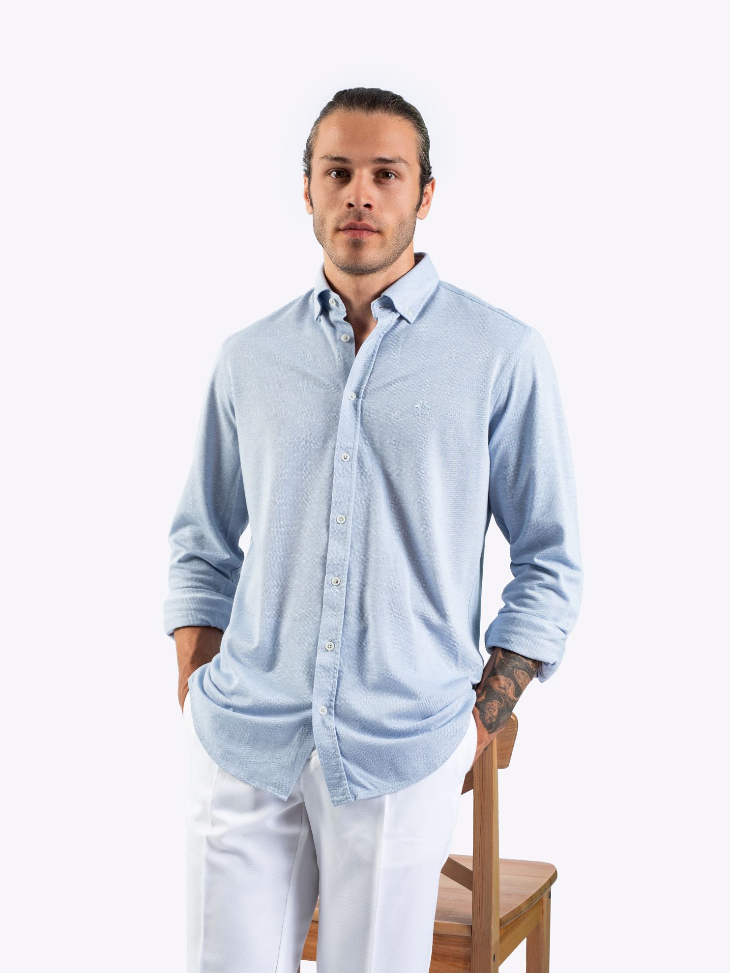 Karaca Erkek Slim Fit Gömlek-Mavi. ürün görseli
