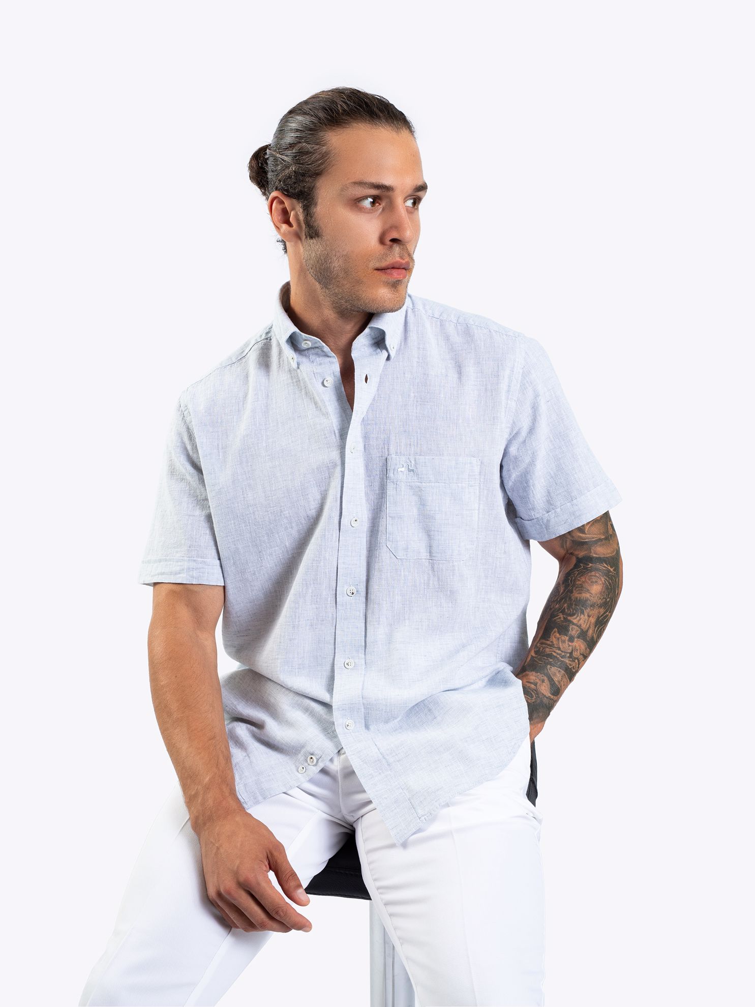 Karaca Erkek Regular Fit Gömlek-Gri. ürün görseli