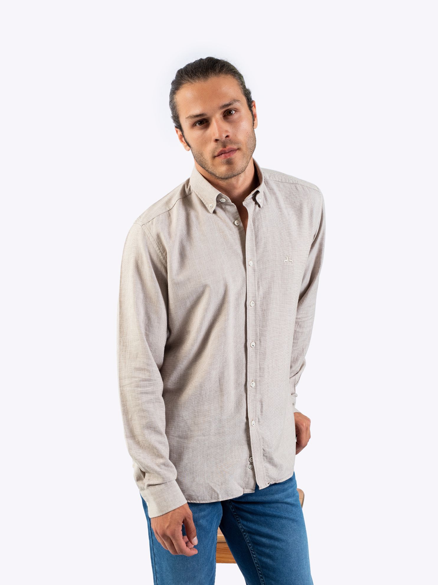 Karaca Erkek Slim Fit Gömlek-Bej. ürün görseli
