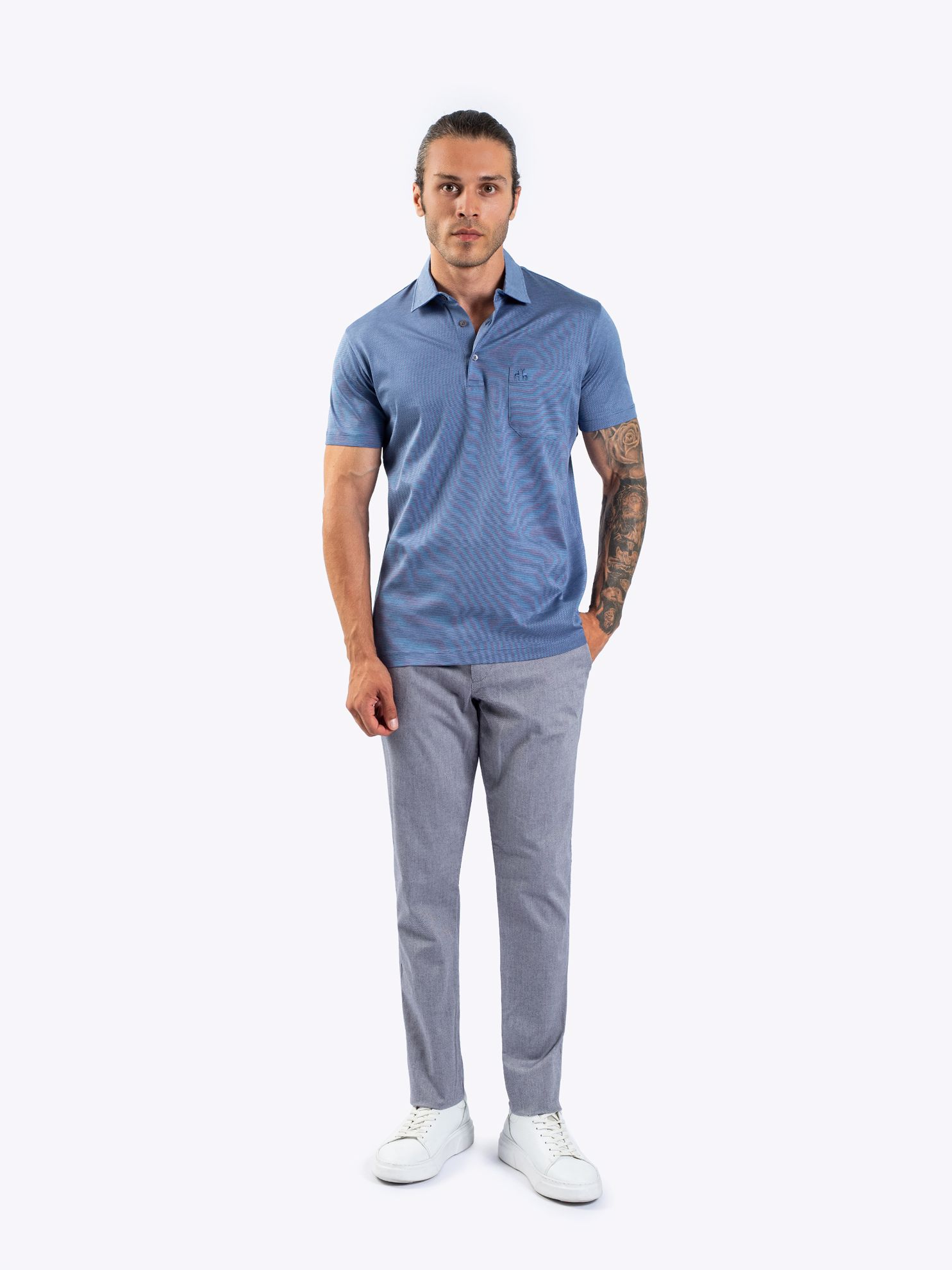 Karaca Erkek Regular Fit Polo Yaka Tişört-Mavi. ürün görseli