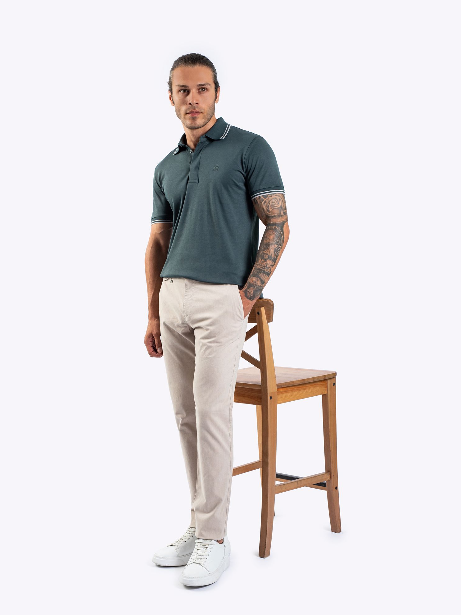 Karaca Erkek Slim Fit Polo Yaka Tişört-Yeşil. ürün görseli