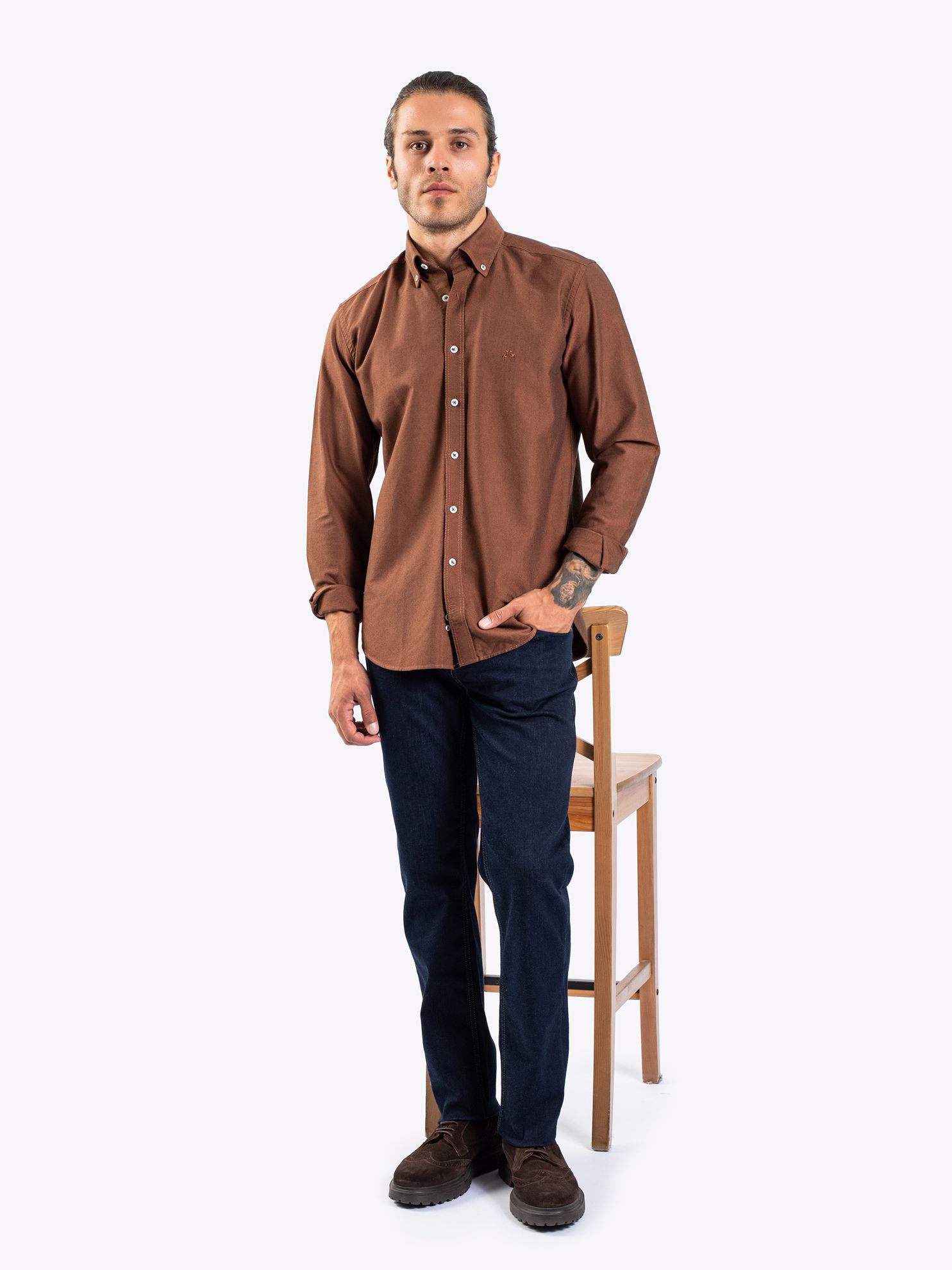 Karaca Erkek Slim Fit Gömlek-Kiremit. ürün görseli