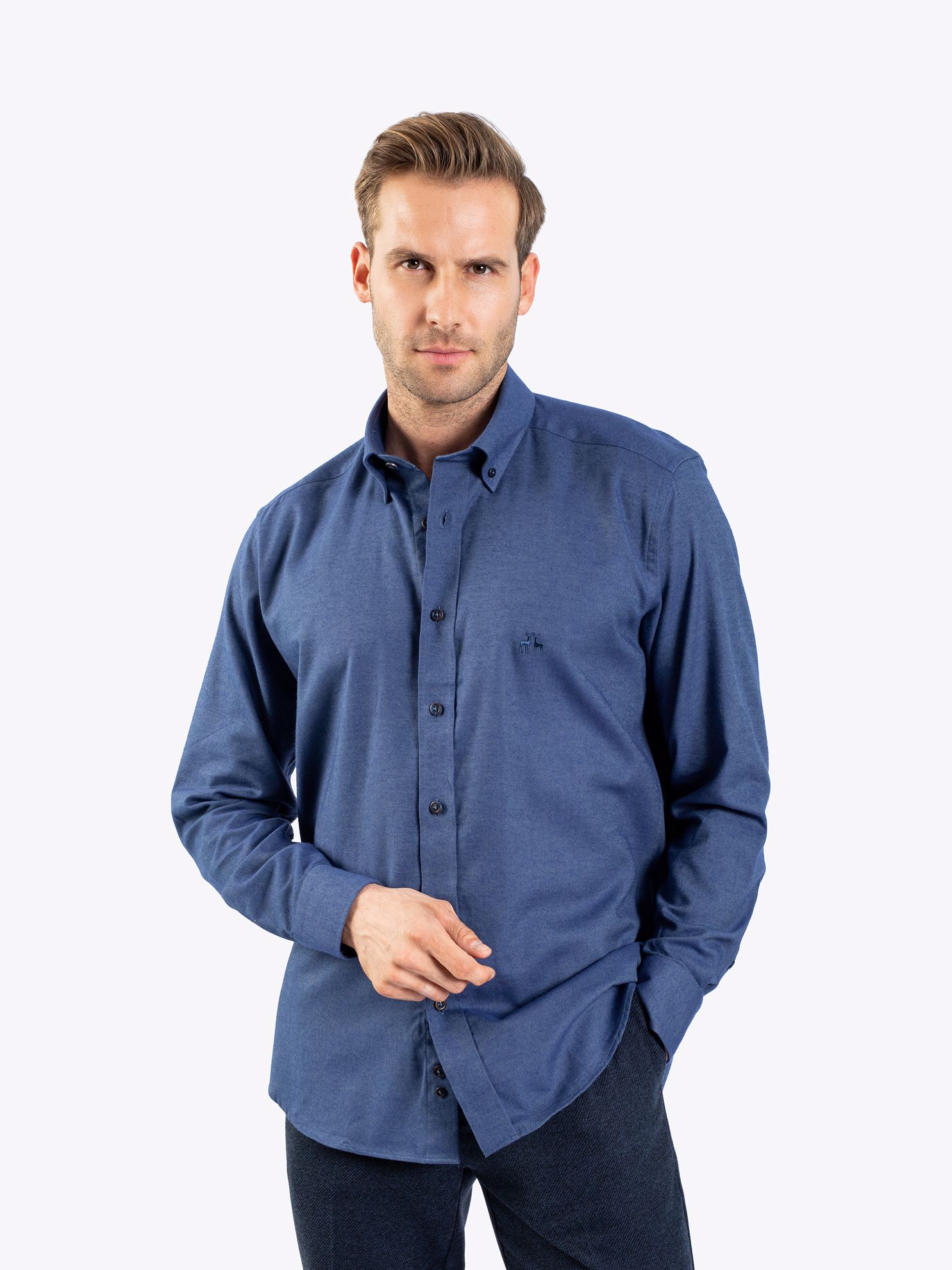 Karaca Erkek Regular Fit Gömlek-Saks Mavi. ürün görseli