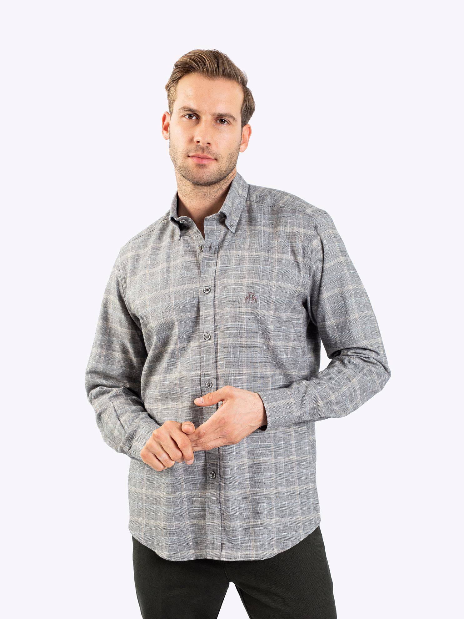 Karaca Erkek Modern Fit Gömlek-Bej. ürün görseli