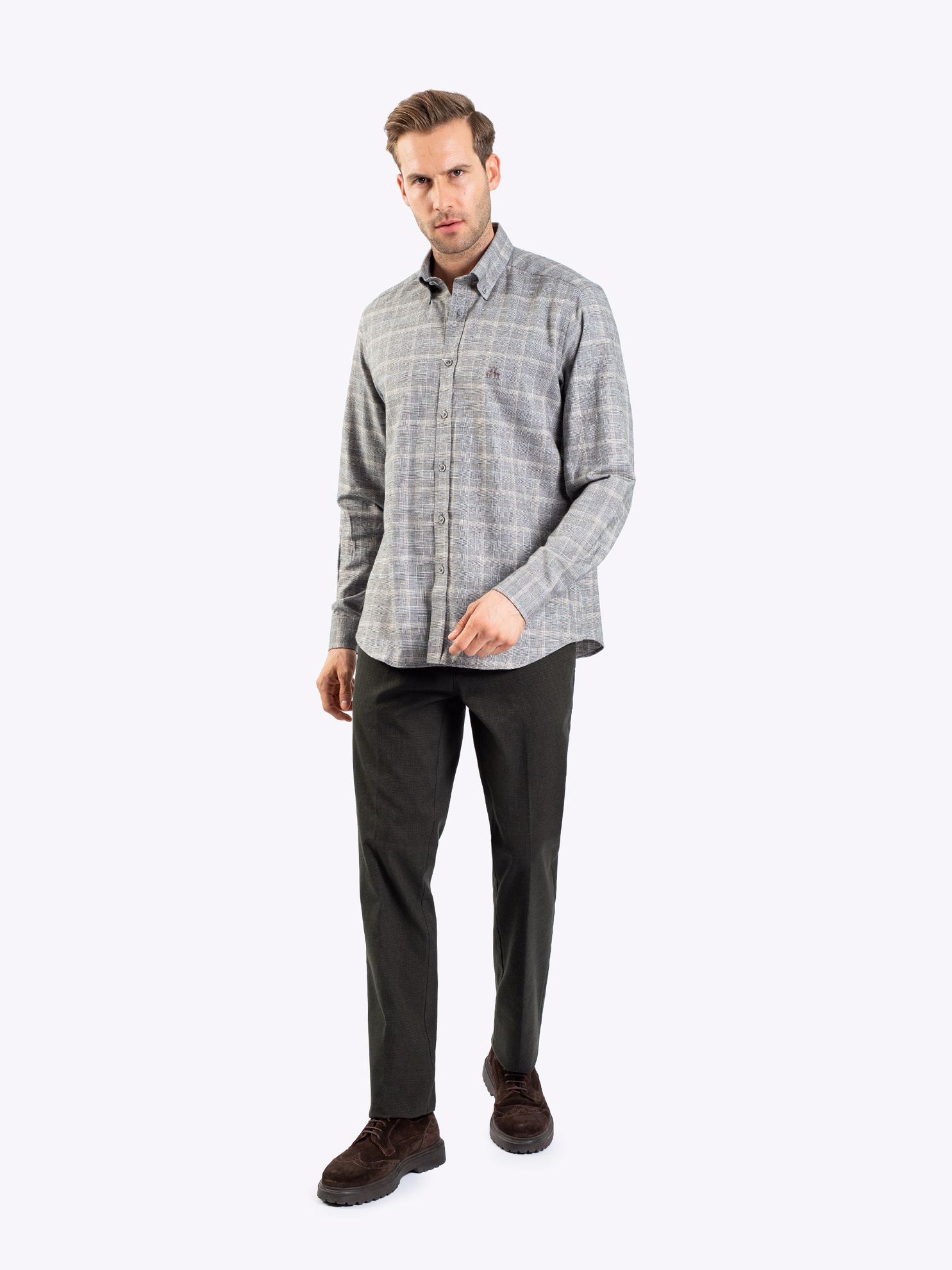 Karaca Erkek Modern Fit Gömlek-Bej. ürün görseli