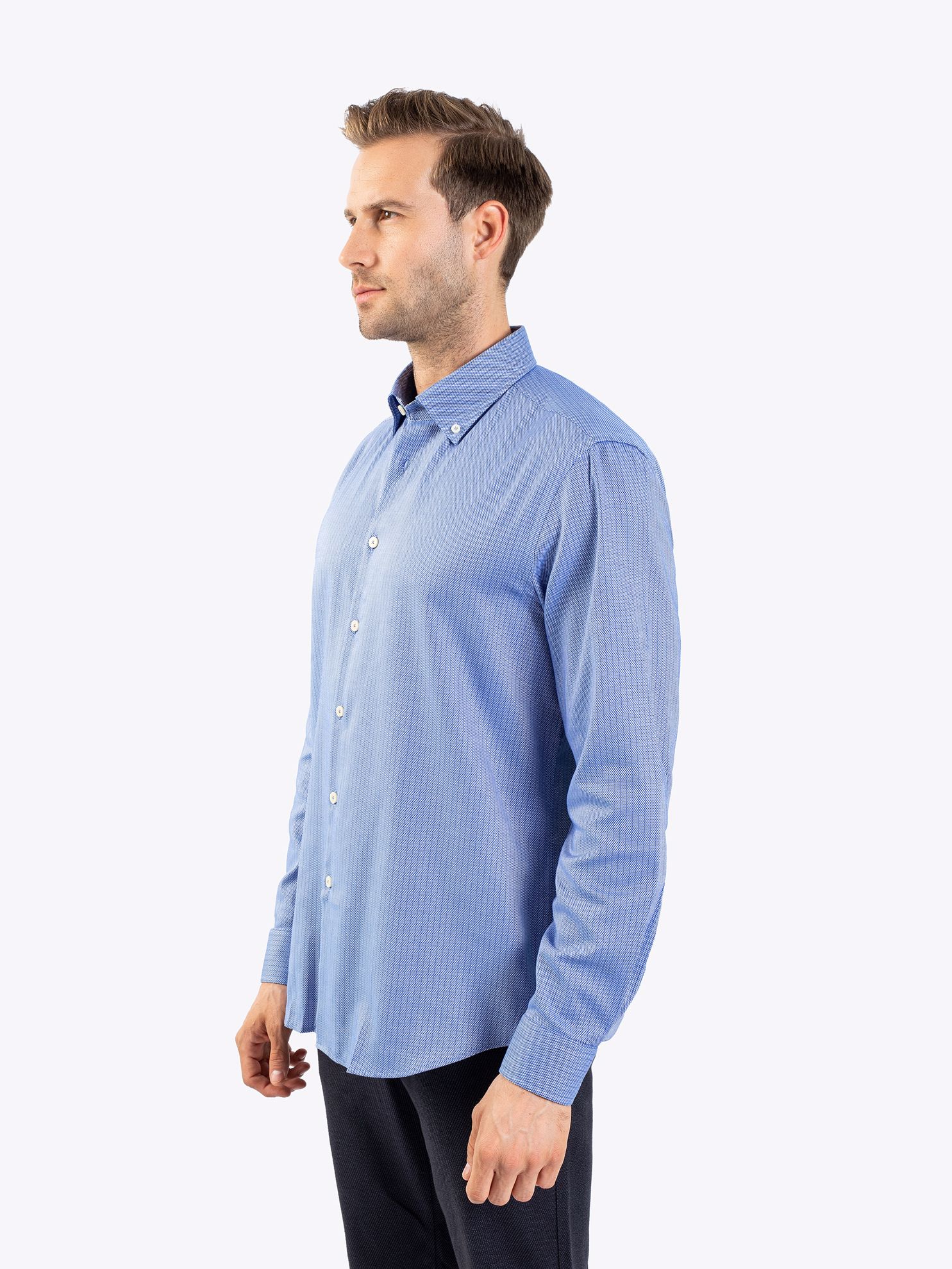 Karaca Erkek Modern Fit Gömlek-Mavi. ürün görseli