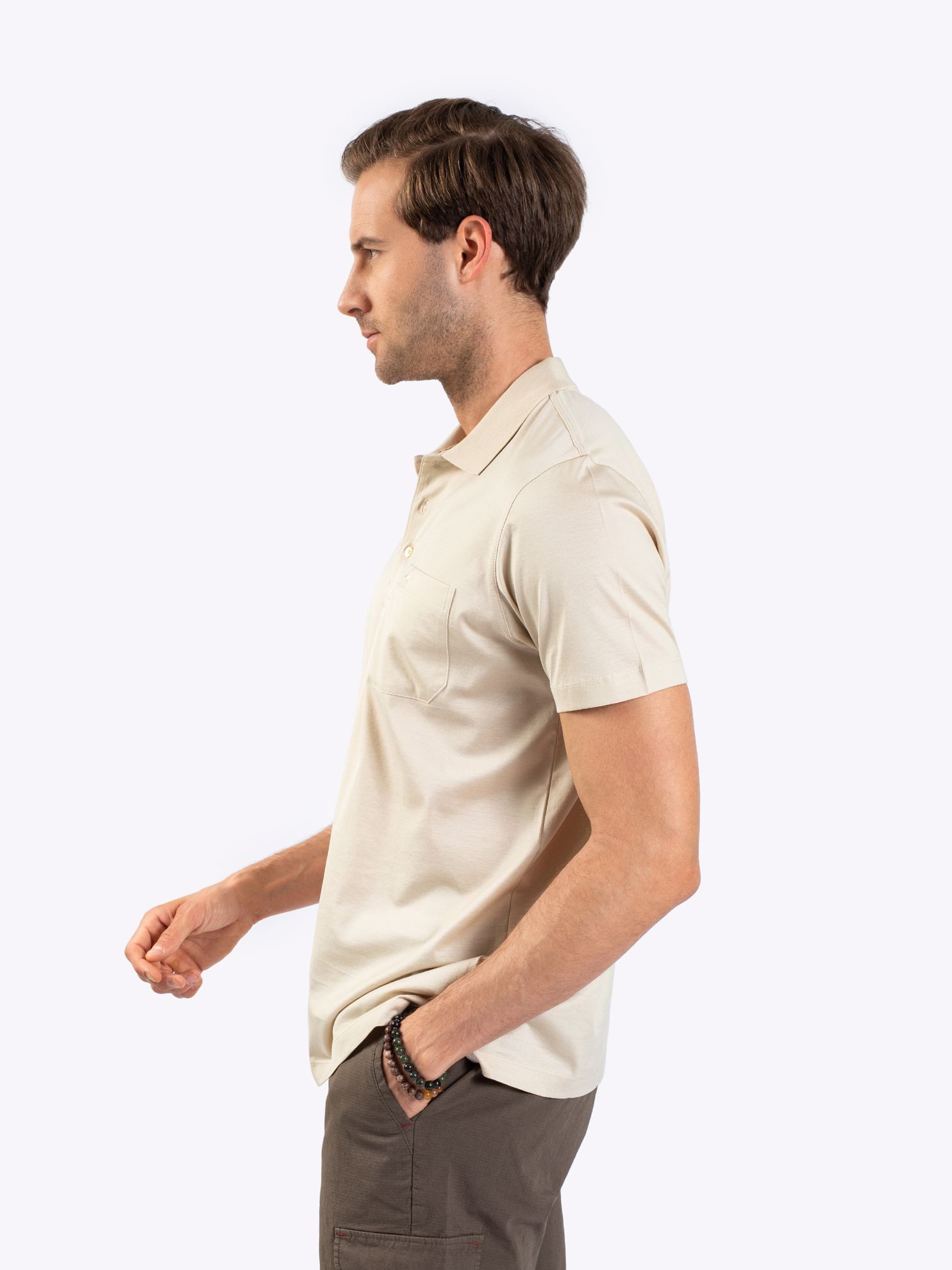Karaca Erkek Regular Fit Polo Yaka Tişört-Açık Bej. ürün görseli