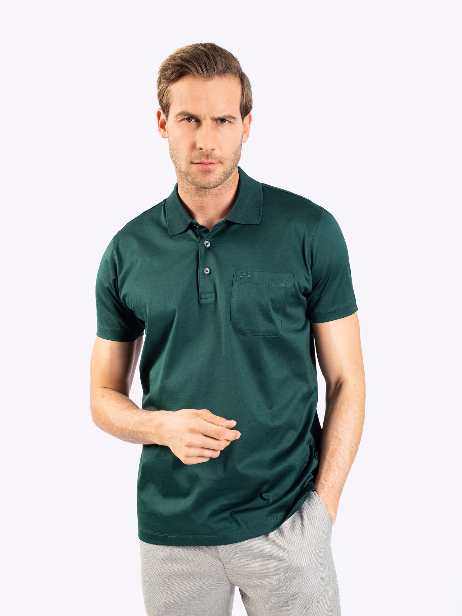 Karaca Erkek Büyük Beden Polo Yaka Tişört-Koyu Yeşil. ürün görseli