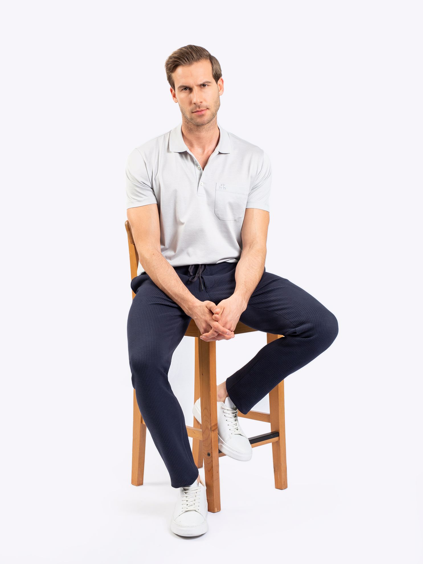 Karaca Erkek Büyük Beden Polo Yaka Tişört-Açık Gri. ürün görseli