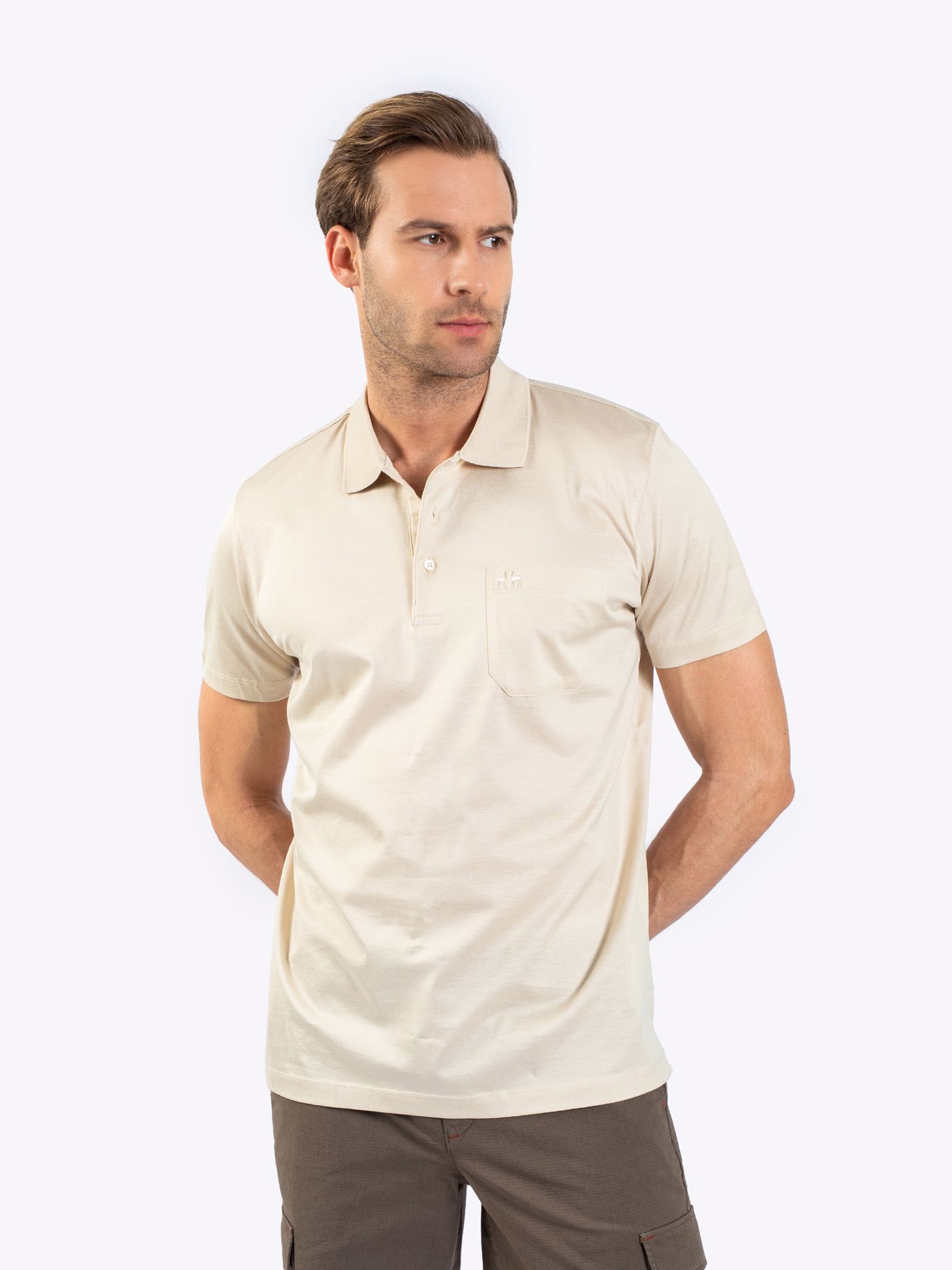 Karaca Erkek Büyük Beden Polo Yaka Tişört-Açık Bej. ürün görseli
