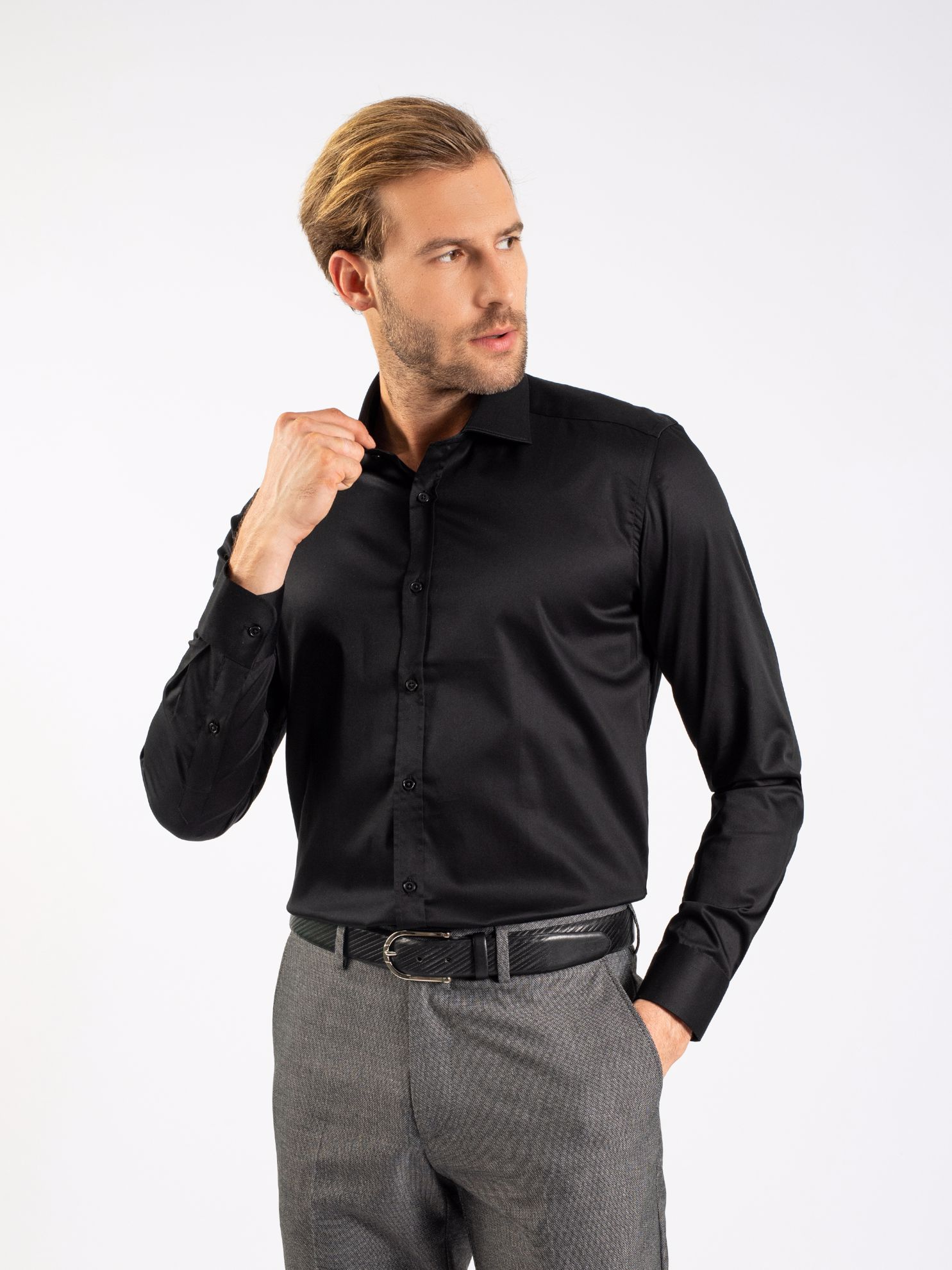 Toss Erkek Extra Slim Fit Gömlek-Siyah. ürün görseli